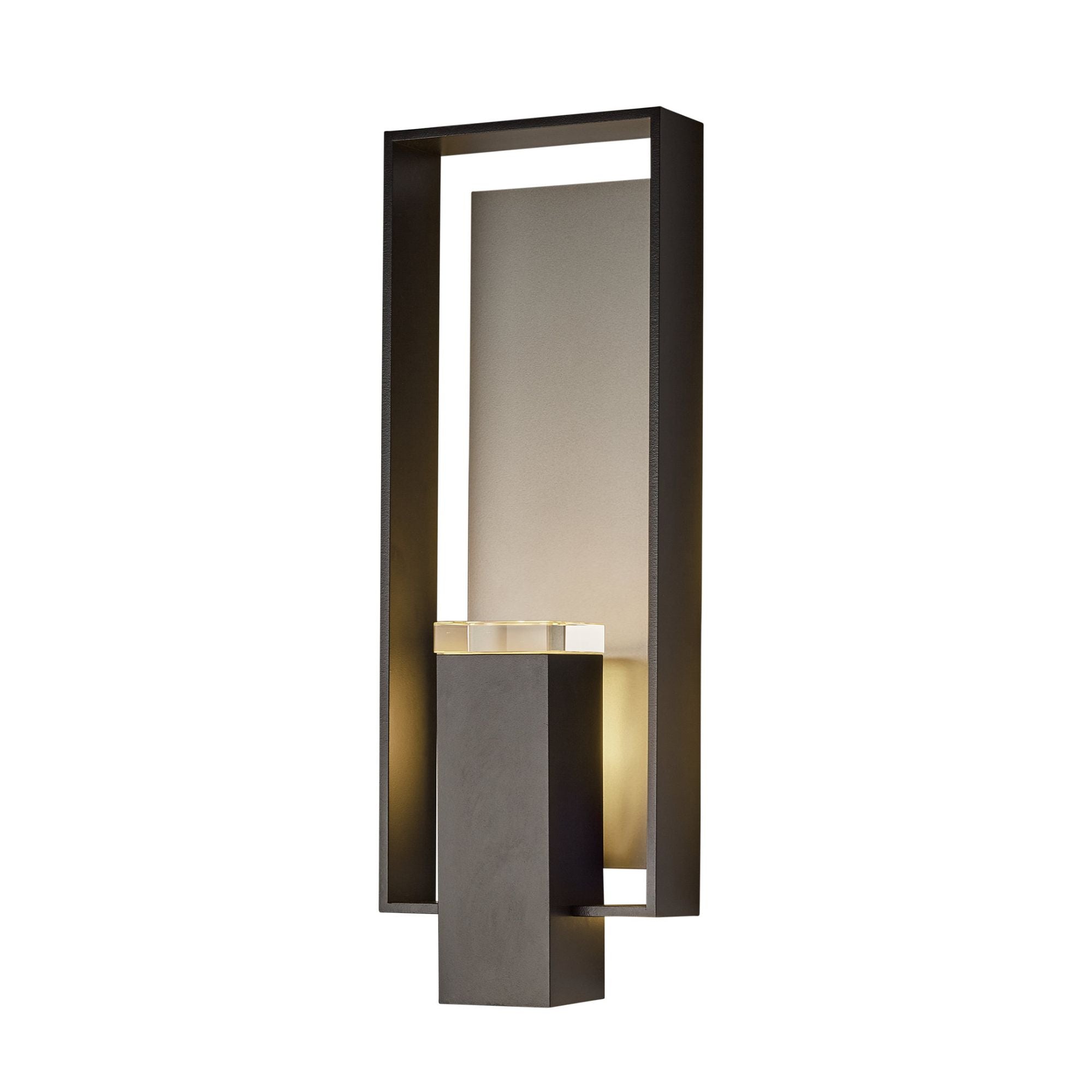 Shadow Box Large Outdoor Sconce 2-Light Coastal Burnished Steel Accent Clear Glass (ZM) in Coastal Black