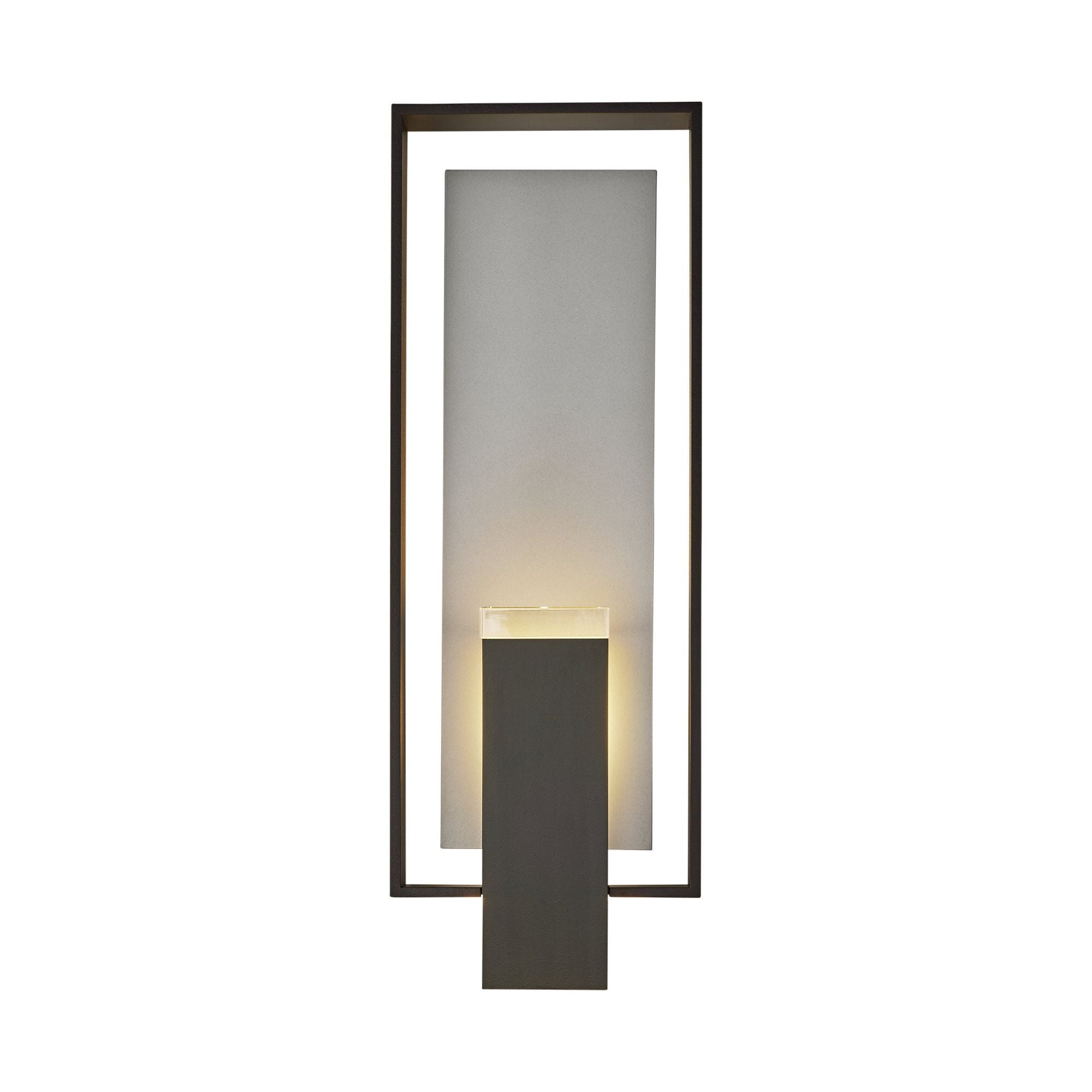 Shadow Box Large Outdoor Sconce 2-Light Coastal Burnished Steel Accent Clear Glass (ZM) in Coastal Black