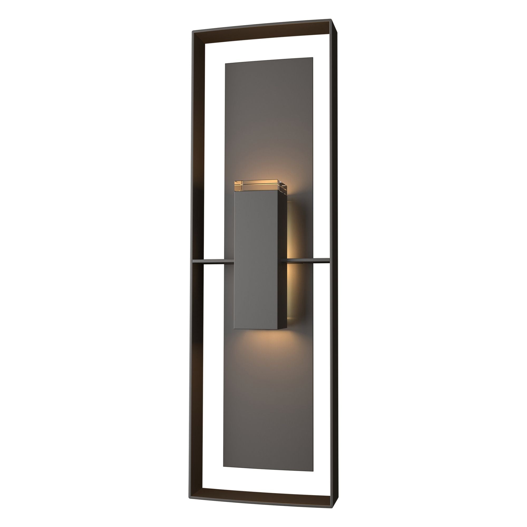 Shadow Box Tall Outdoor Sconce 2-Light Coastal Oil Rubbed Bronze Accent Clear Glass (ZM) in Coastal Oil Rubbed Bronze