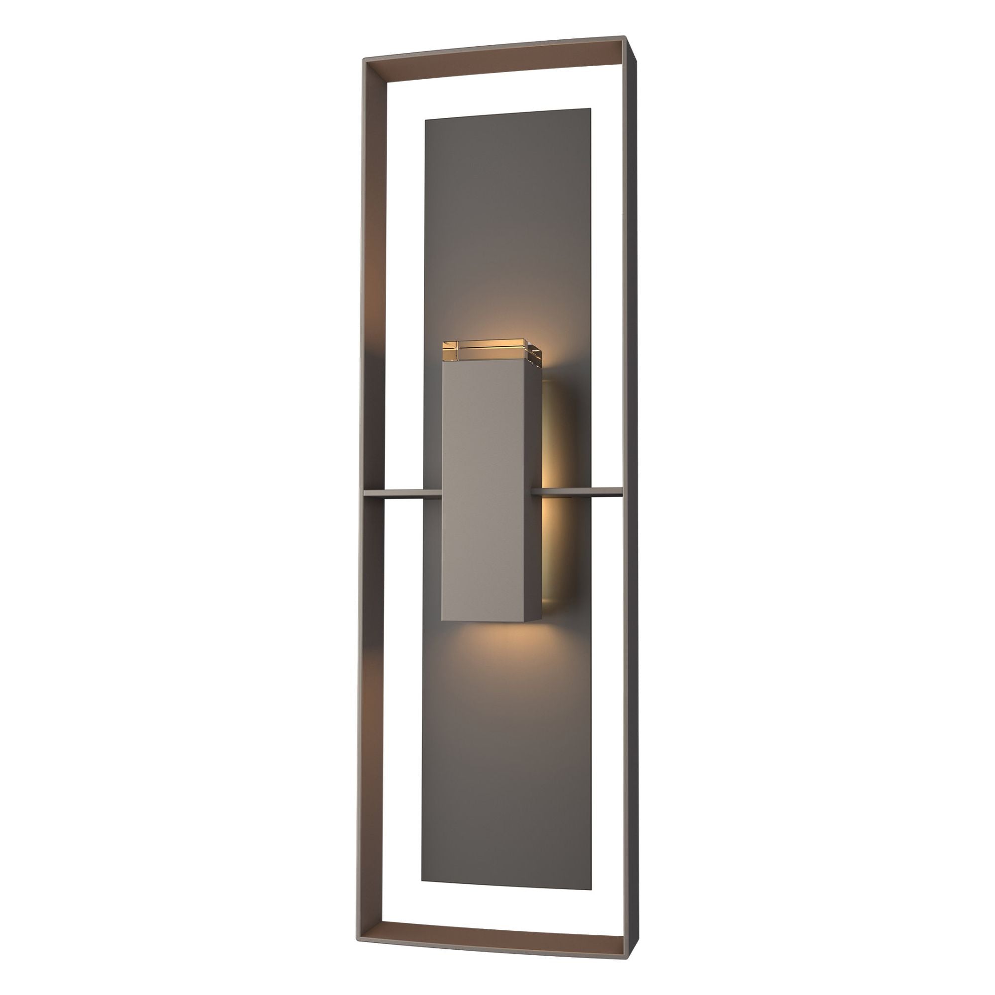 Shadow Box Tall Outdoor Sconce 2-Light Coastal Oil Rubbed Bronze Accent Clear Glass (ZM) in Coastal Dark Smoke