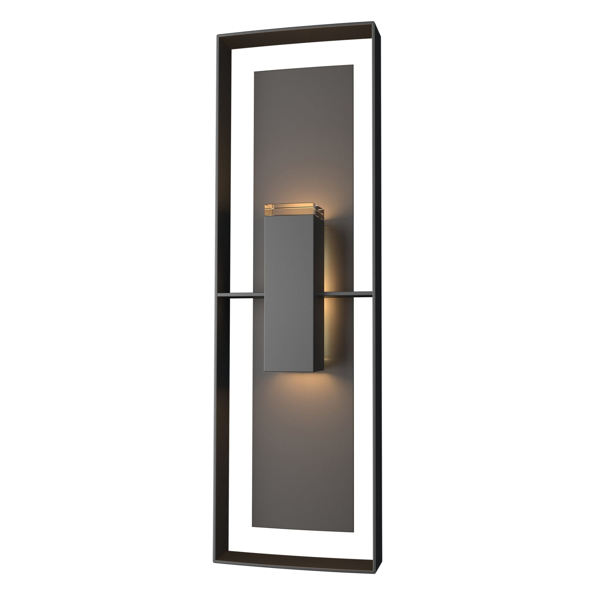 Shadow Box Tall Outdoor Sconce 2-Light Coastal Oil Rubbed Bronze Accent Clear Glass (ZM) in Coastal Black