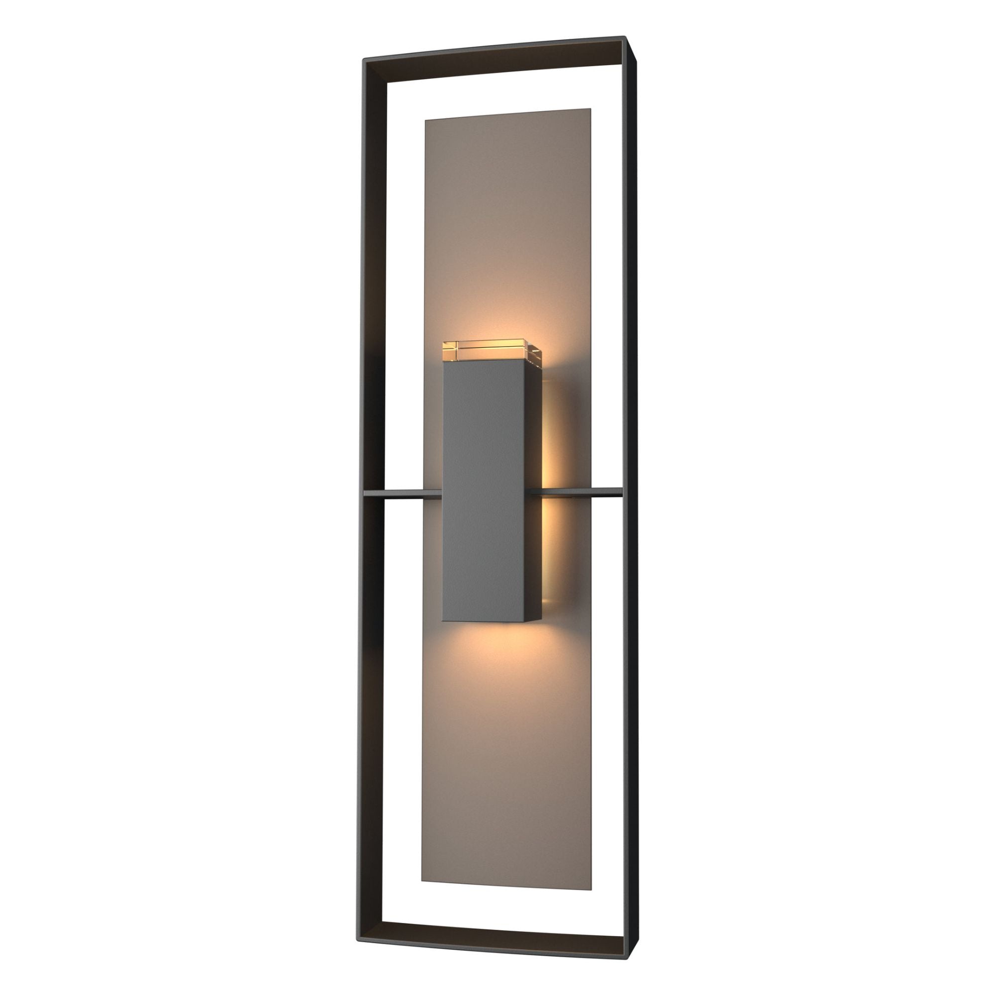 Shadow Box Tall Outdoor Sconce 2-Light Coastal Dark Smoke Accent Clear Glass (ZM) in Coastal Black