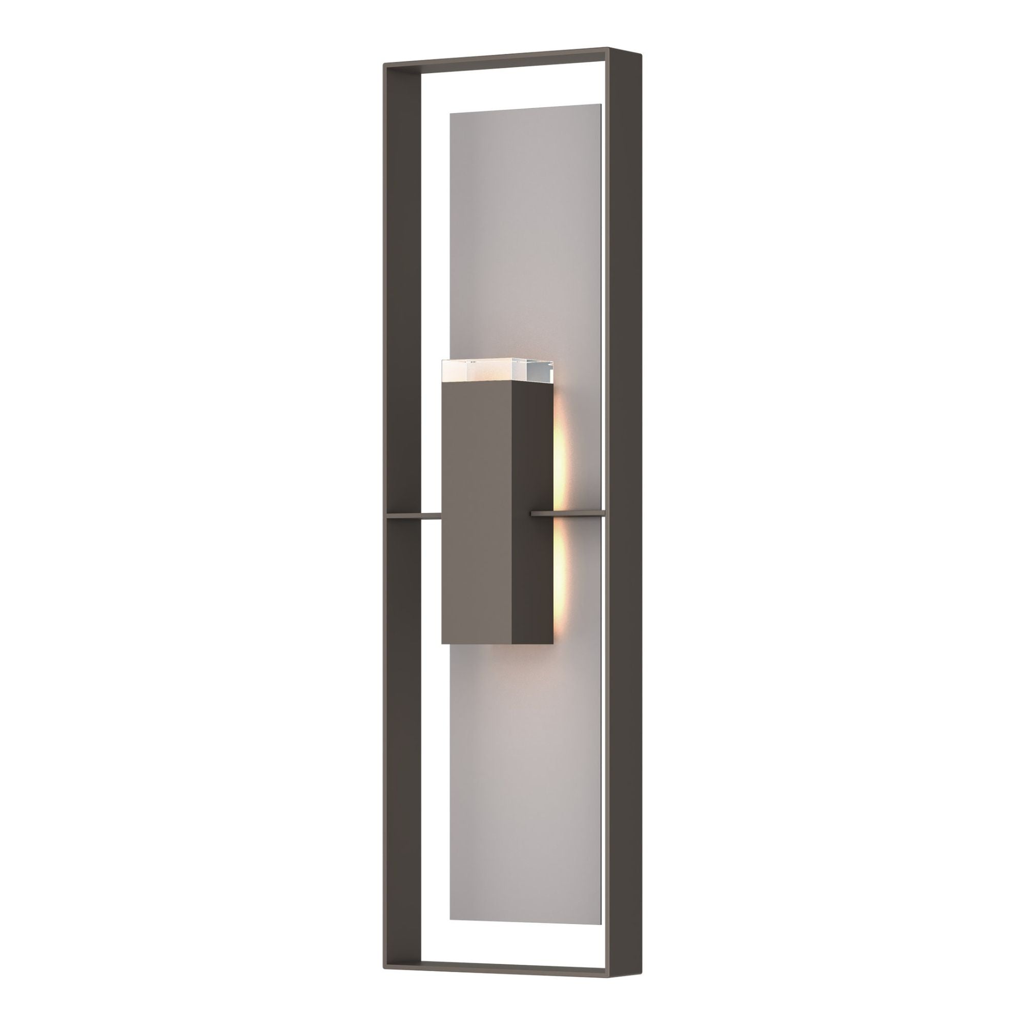 Shadow Box Extra Tall Sconce 2-Light Coastal Burnished Steel Accent Clear Glass (ZM) in Coastal Dark Smoke