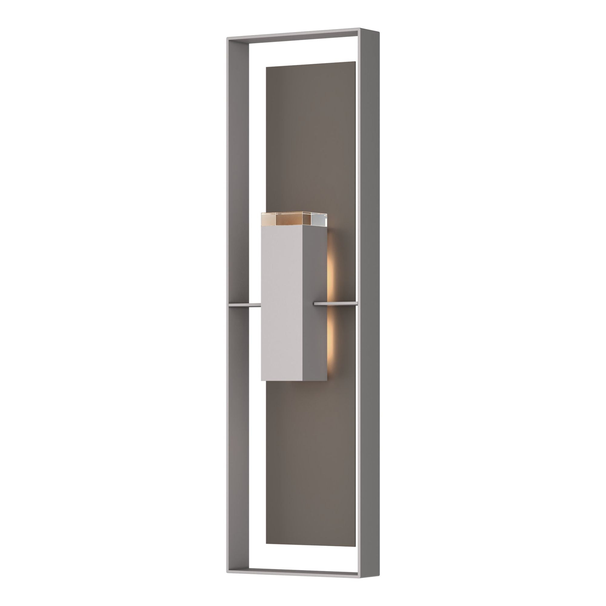 Shadow Box Extra Tall Sconce 2-Light Coastal Dark Smoke Accent Clear Glass (ZM) in Coastal Burnished Steel
