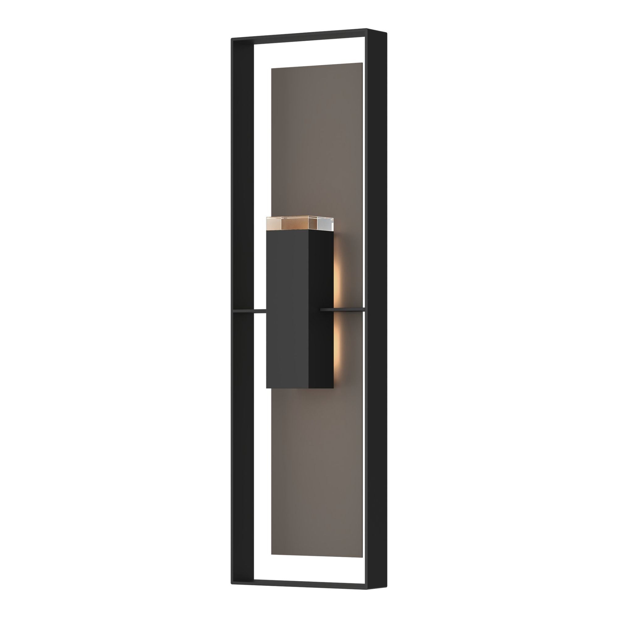 Shadow Box Extra Tall Sconce 2-Light Coastal Dark Smoke Accent Clear Glass (ZM) in Coastal Black