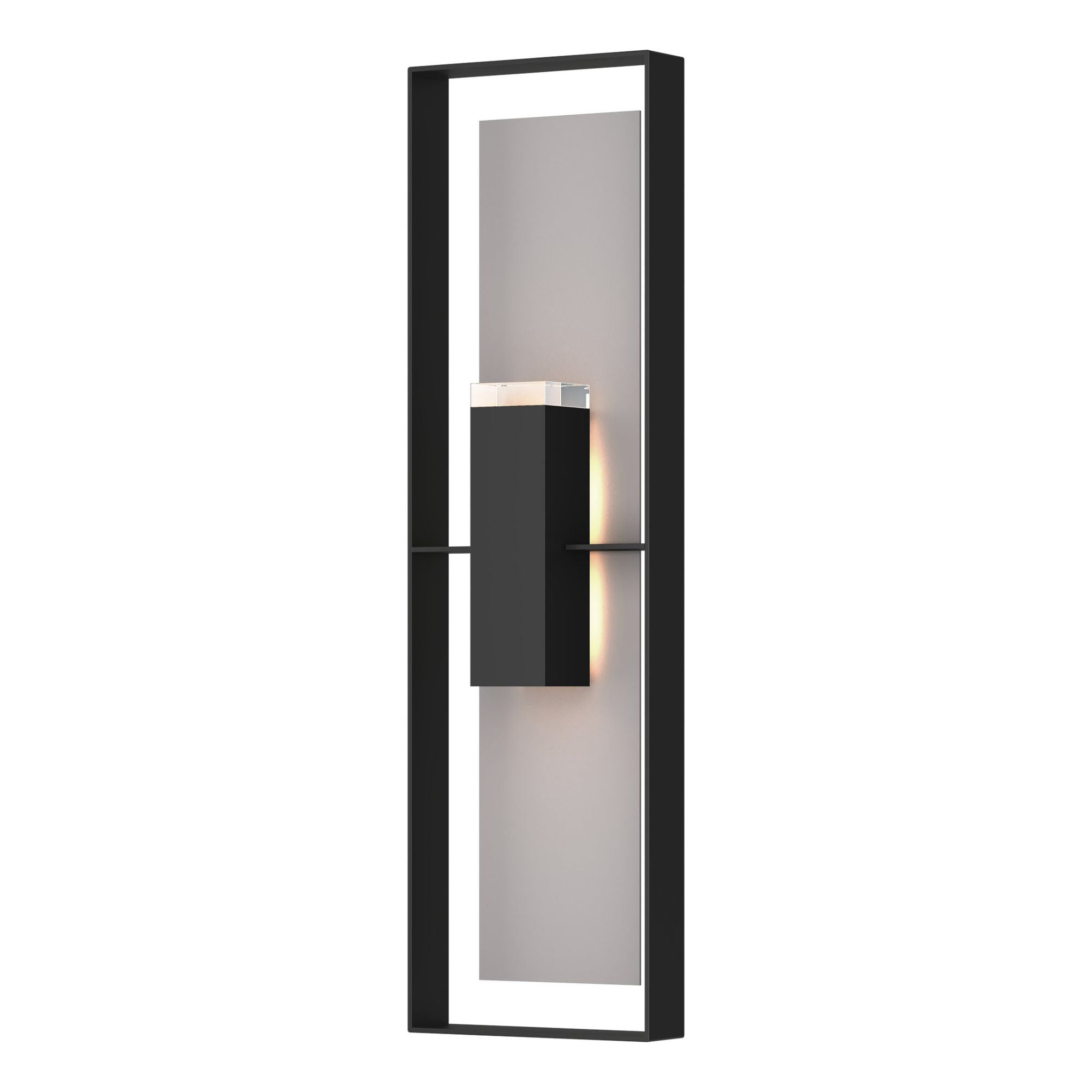 Shadow Box Extra Tall Sconce 2-Light Coastal Burnished Steel Accent Clear Glass (ZM) in Coastal Black