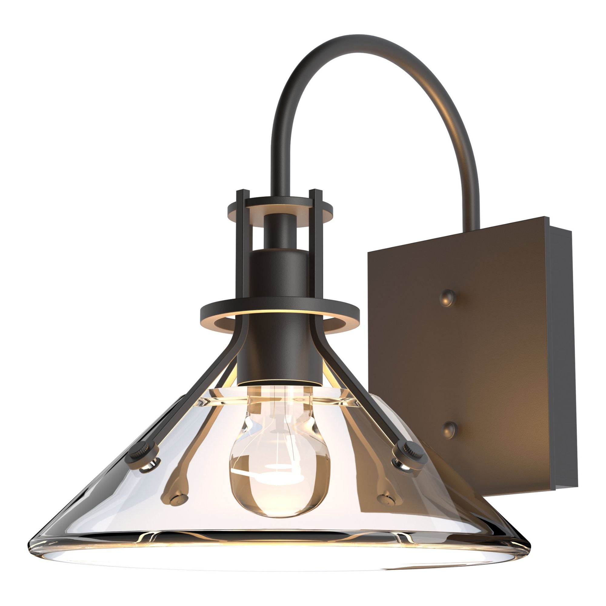 Henry Small Glass Shade Outdoor Sconce 1-Light Clear Glass (ZM) in Coastal Oil Rubbed Bronze