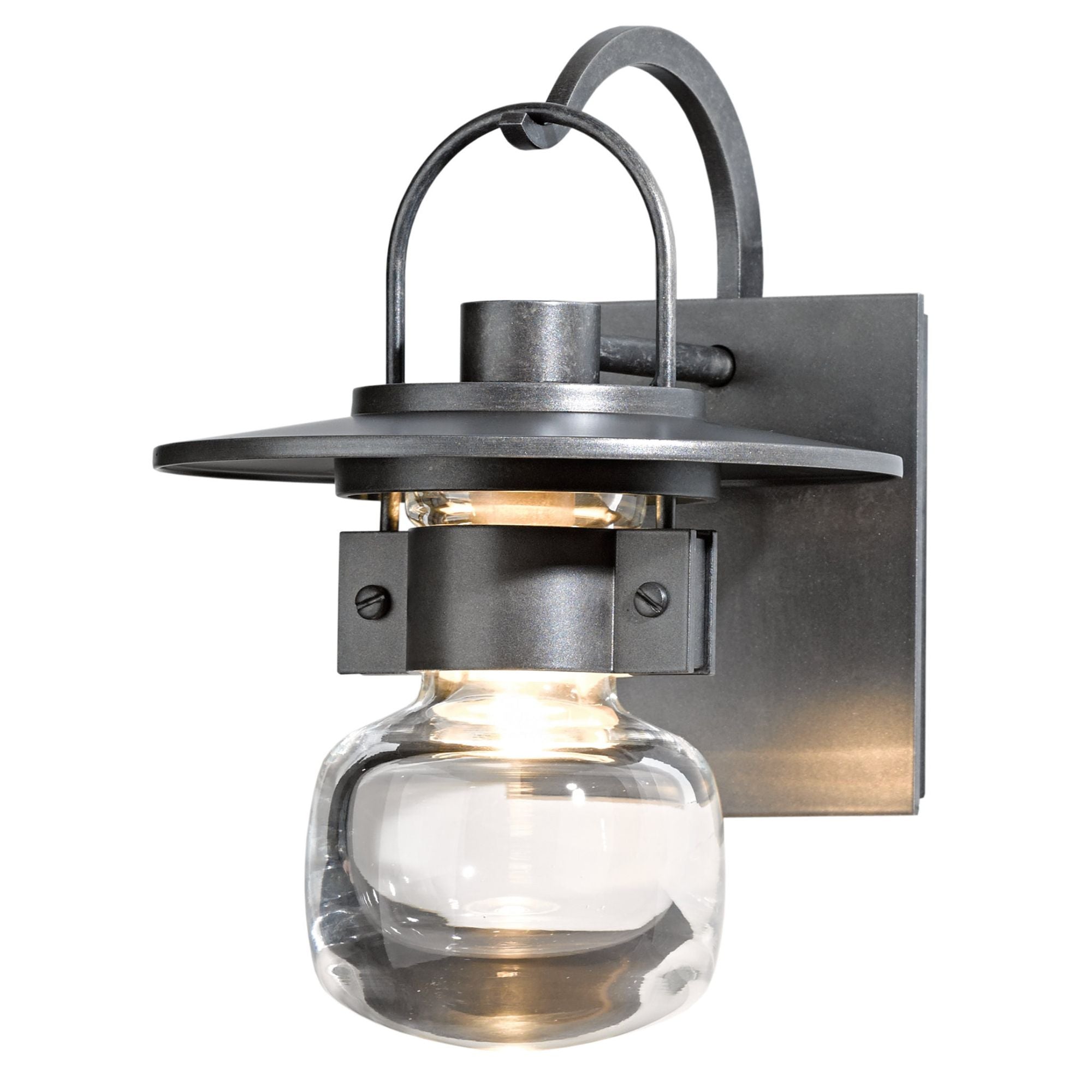 Mason Small Outdoor Sconce 1-Light Clear Glass (ZM) in Coastal Burnished Steel