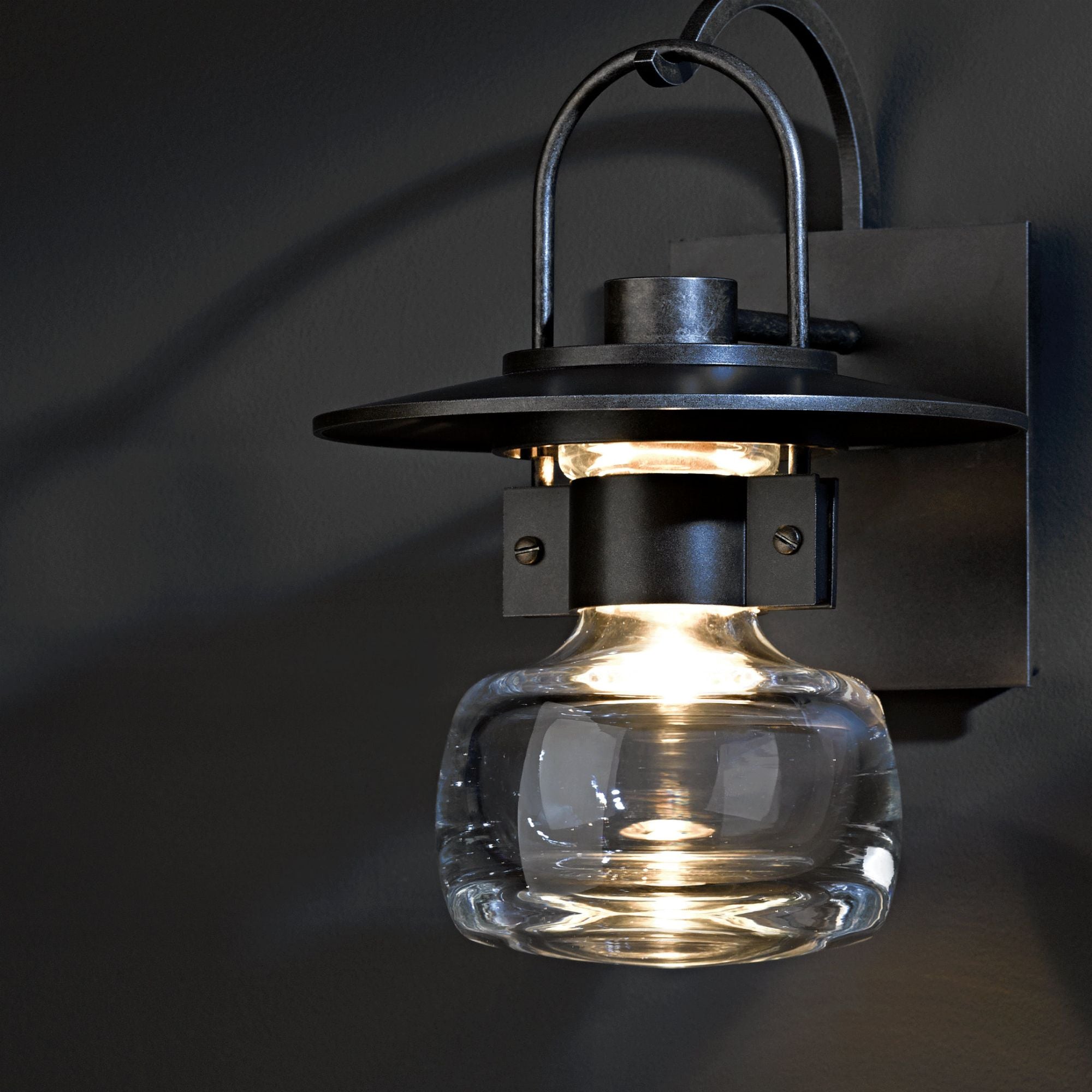 Mason Large Outdoor Sconce 1-Light Clear Glass (ZM) in Coastal Black