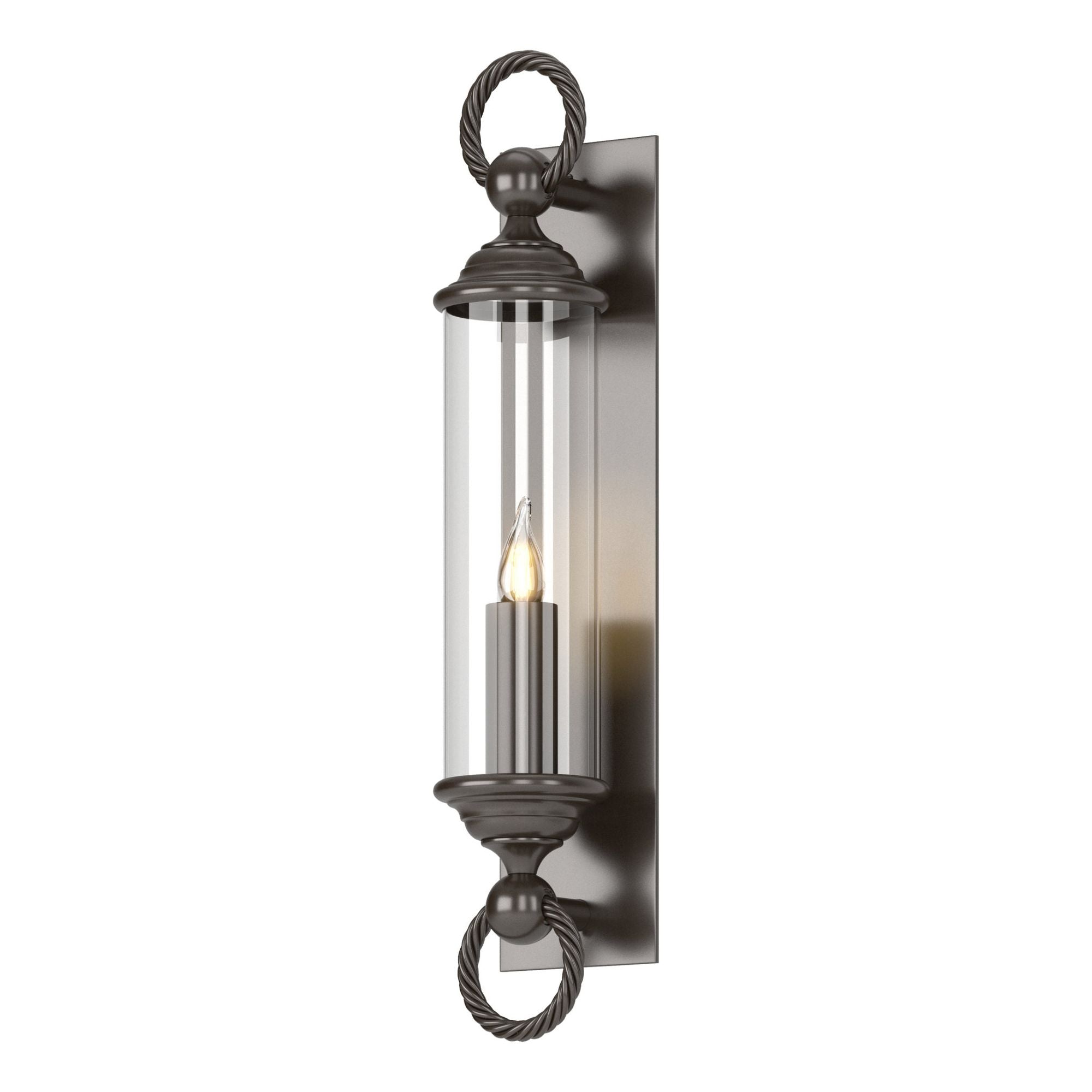 Cavo Large Outdoor Wall Sconce 1-Light Clear Glass (ZM) in Coastal Oil Rubbed Bronze