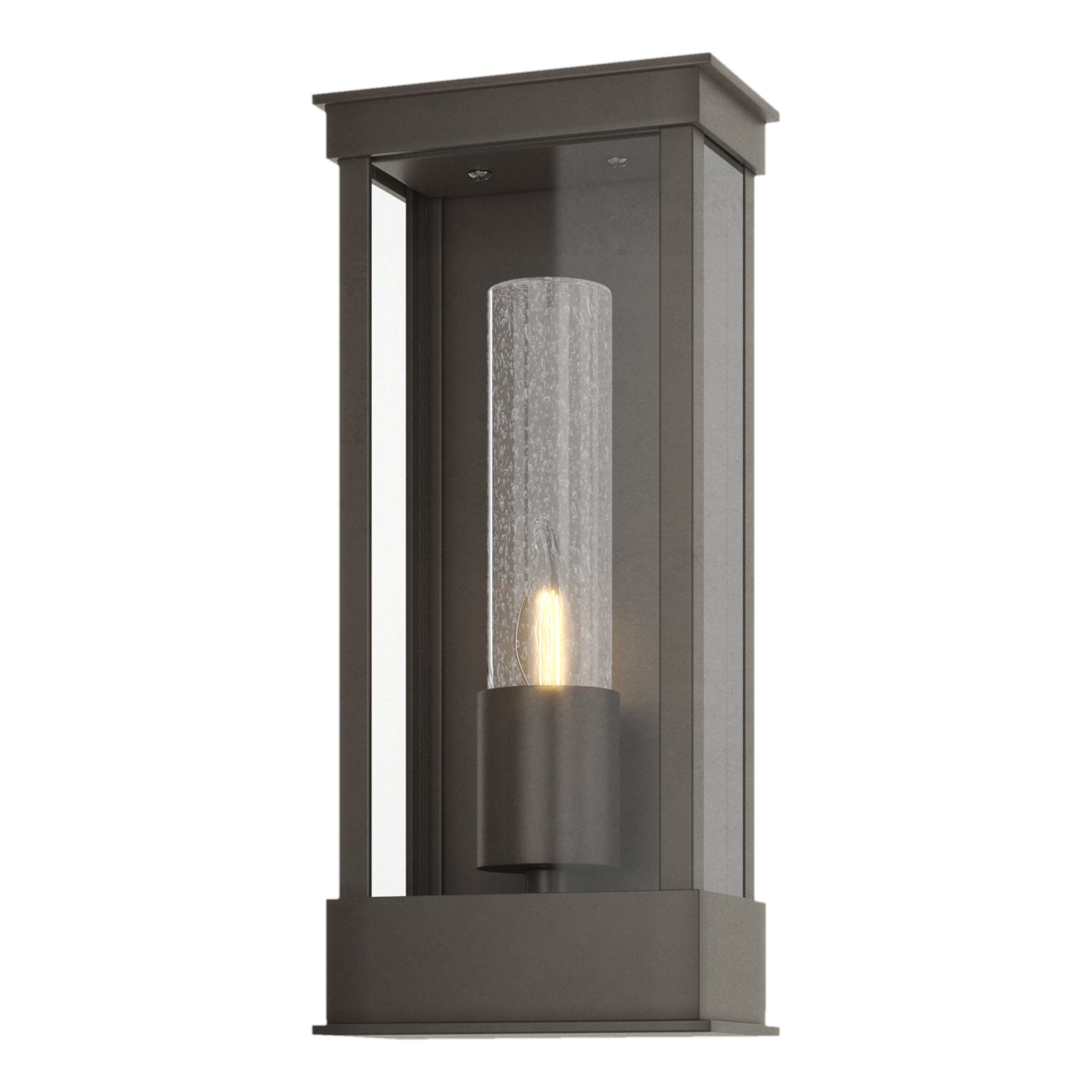 Portico Small Outdoor Sconce 1-Light Seeded Clear Glass (II) in Coastal Dark Smoke