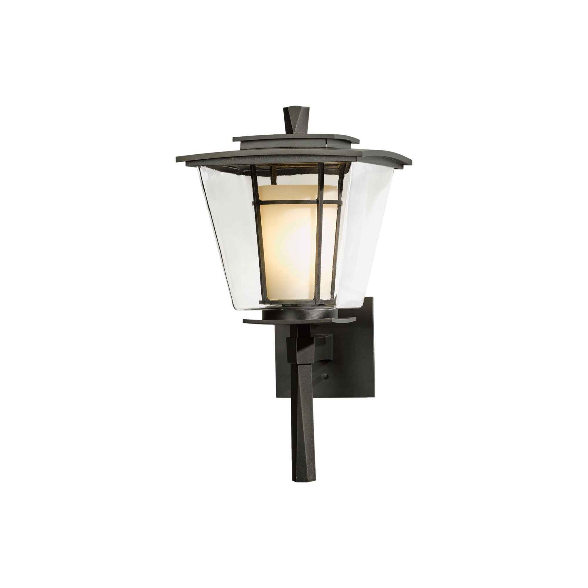 Beacon Hall Outdoor Sconce 1-Light Clear Glass with Opal Diffuser (ZU) in Coastal Dark Smoke