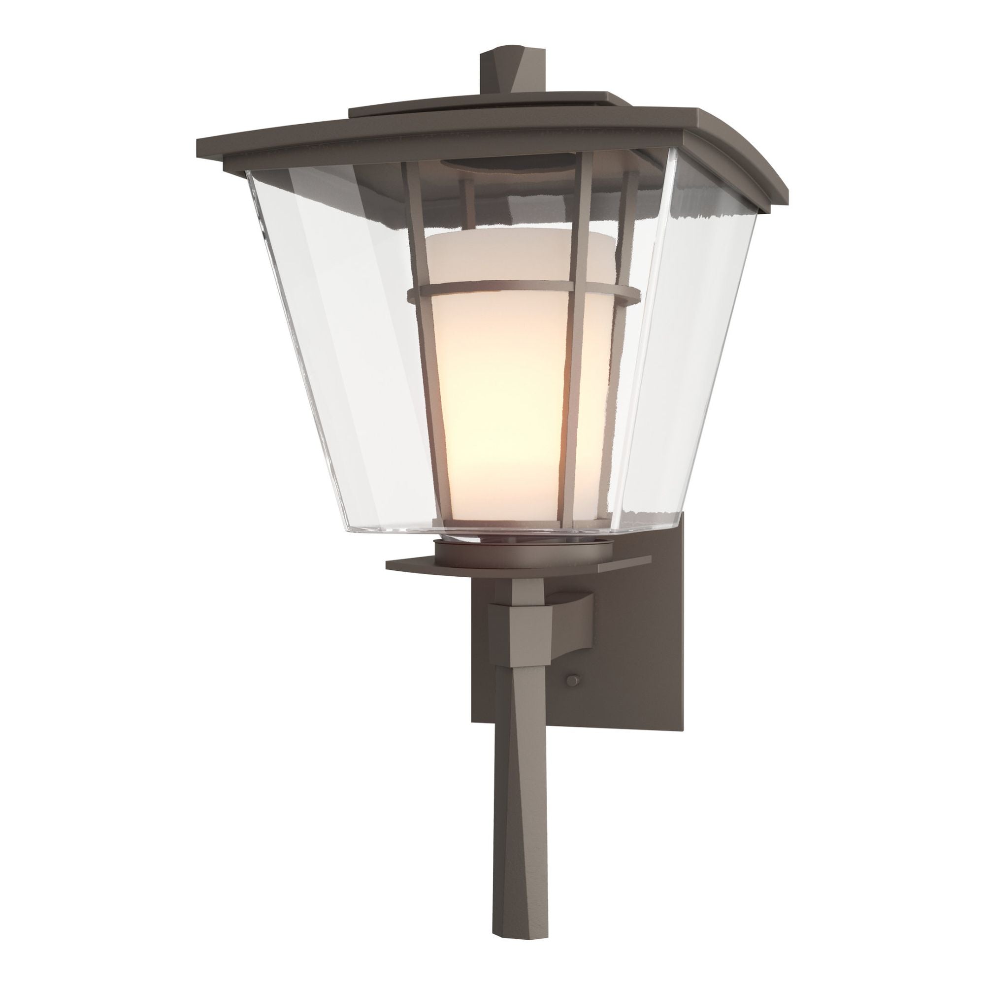 Beacon Hall Large Outdoor Sconce 1-Light Clear Glass with Opal Diffuser (ZU) in Coastal Dark Smoke