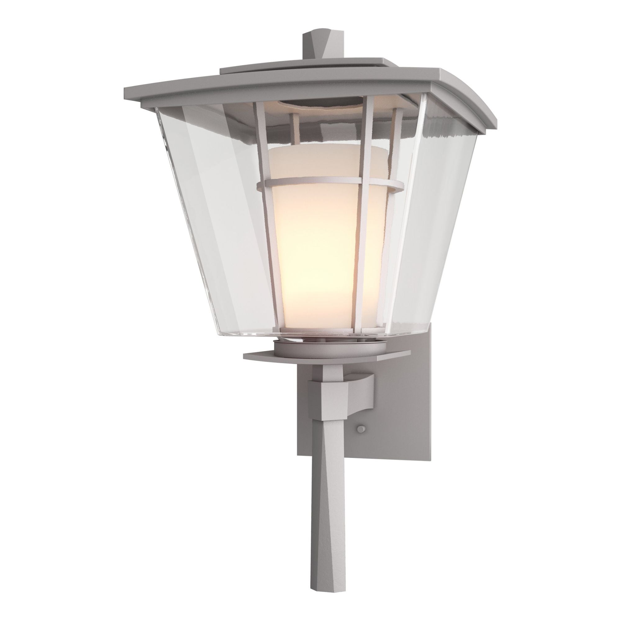 Beacon Hall Large Outdoor Sconce 1-Light Clear Glass with Opal Diffuser (ZU) in Coastal Burnished Steel