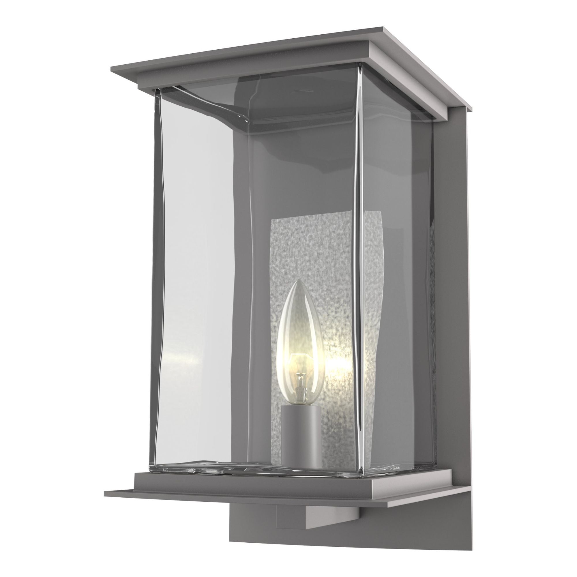 Kingston Outdoor Medium Sconce 1-Light Translucent Vintage Platinum Accent Clear Glass (ZM) in Coastal Burnished Steel