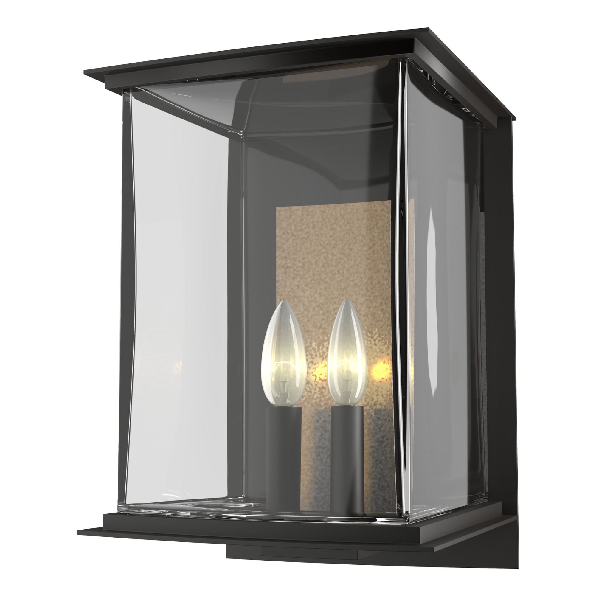 Kingston Outdoor Large Sconce 2-Light Translucent Soft Gold Accent Clear Glass (ZM) in Coastal Oil Rubbed Bronze