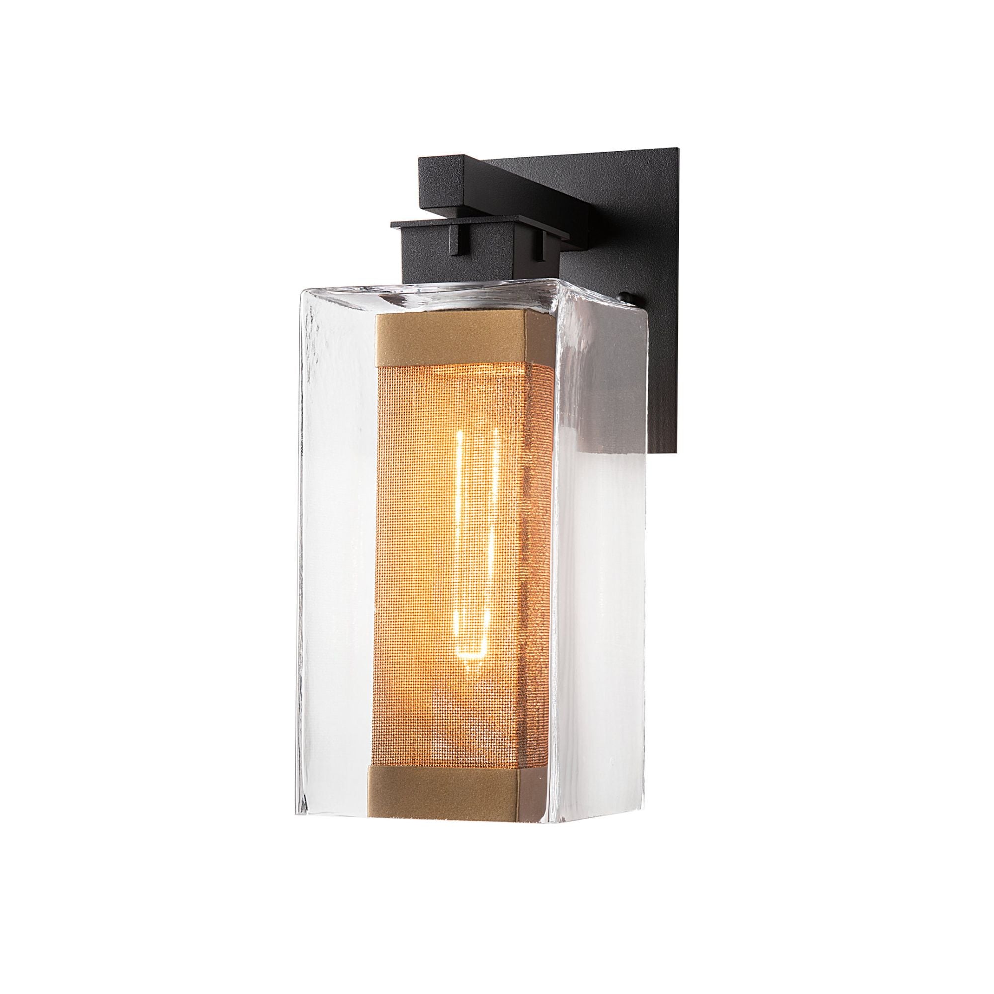 Polaris Outdoor Medium Sconce 1-Light Coastal Gold Accent Clear Glass (ZM) in Coastal Black