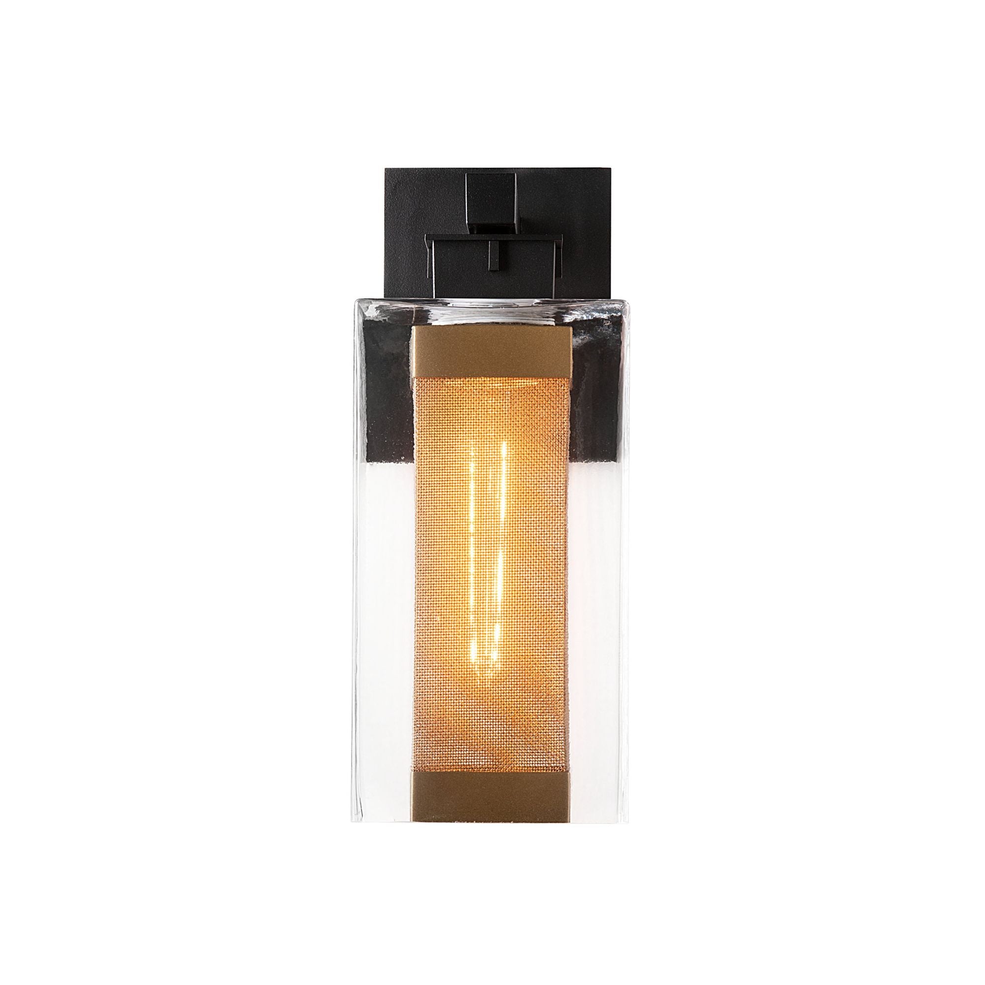 Polaris Outdoor Medium Sconce 1-Light Coastal Gold Accent Clear Glass (ZM) in Coastal Black
