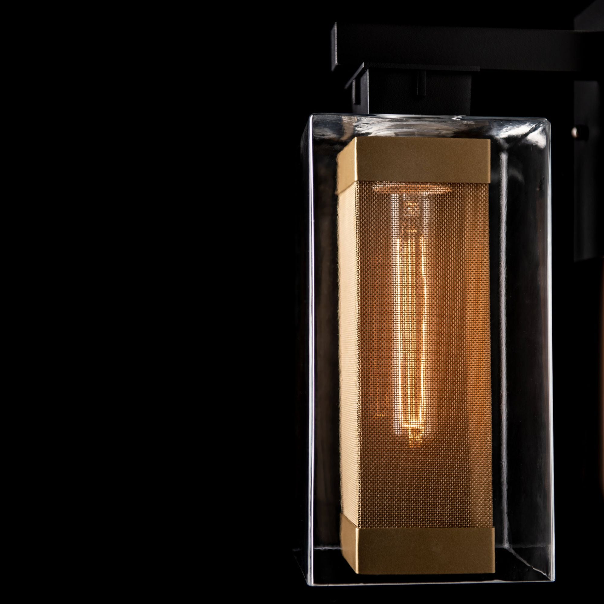 Polaris Outdoor Medium Sconce 1-Light Coastal Gold Accent Clear Glass (ZM) in Coastal Black