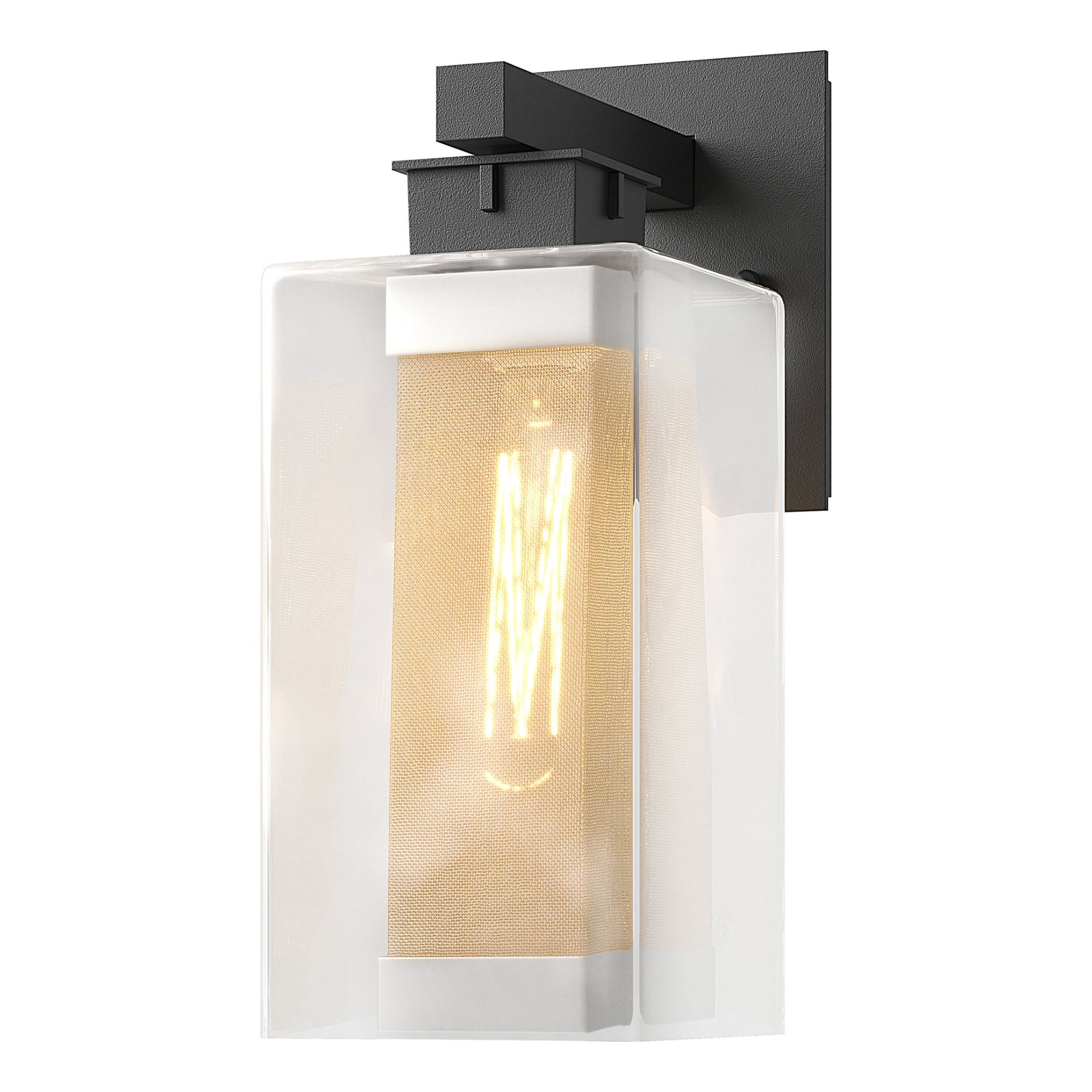 Polaris Outdoor Medium Sconce 1-Light Coastal Silver Accent Clear Glass (ZM) in Coastal Black