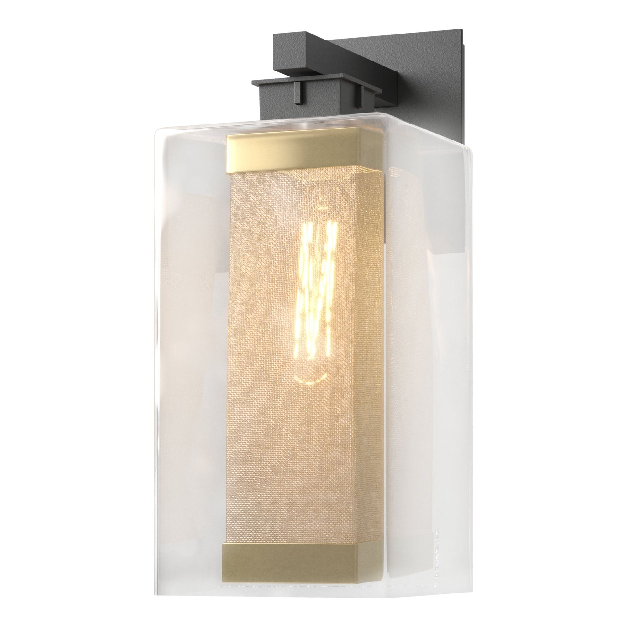 Polaris Outdoor Large Sconce 1-Light Coastal Gold Accent Clear Glass (ZM) in Coastal Black