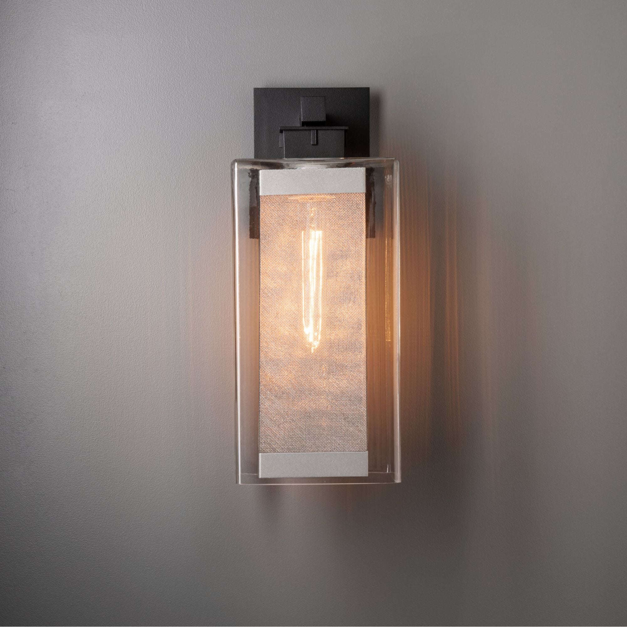 Polaris Outdoor Large Sconce 1-Light Coastal Silver Accent Clear Glass (ZM) in Coastal Black