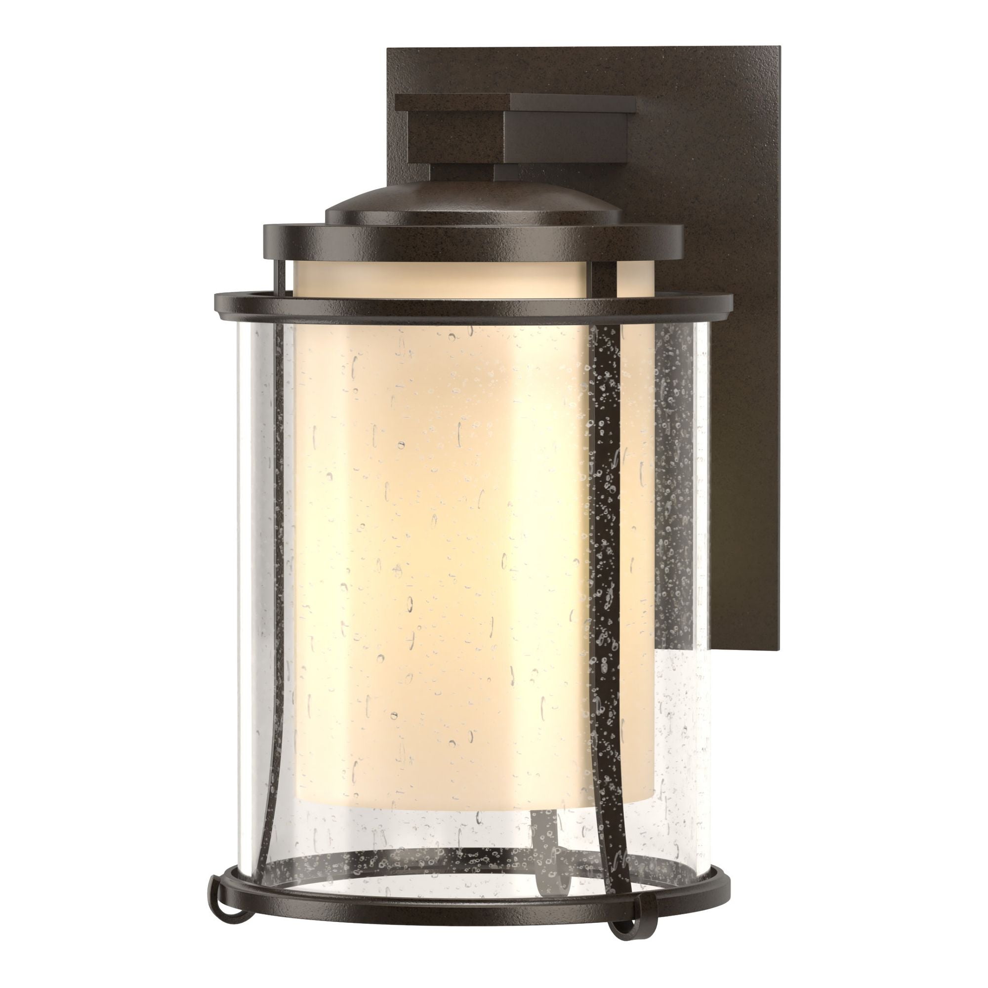 Meridian Outdoor Sconce 1-Light Seeded Glass with Opal Diffuser (ZS) in Coastal Oil Rubbed Bronze