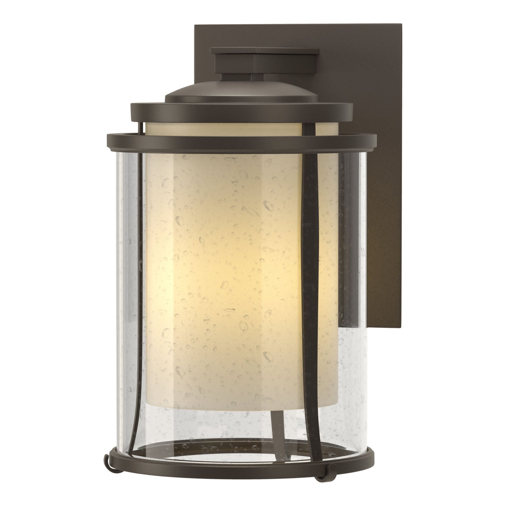 Meridian Large Outdoor Sconce 1-Light Seeded Glass with Opal Diffuser (ZS) in Coastal Dark Smoke