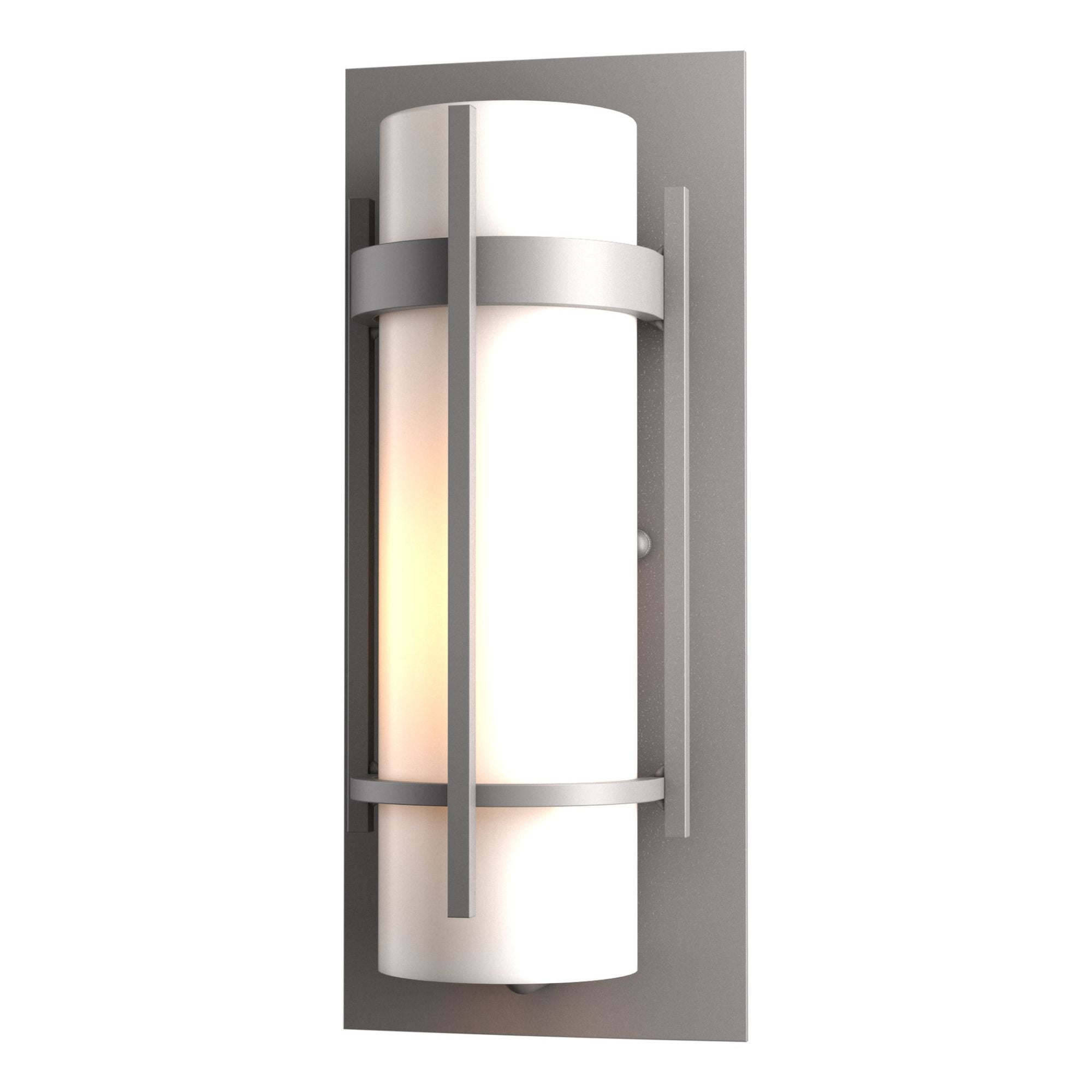 Banded Small Outdoor Sconce 1-Light Opal Glass (GG) in Coastal Burnished Steel
