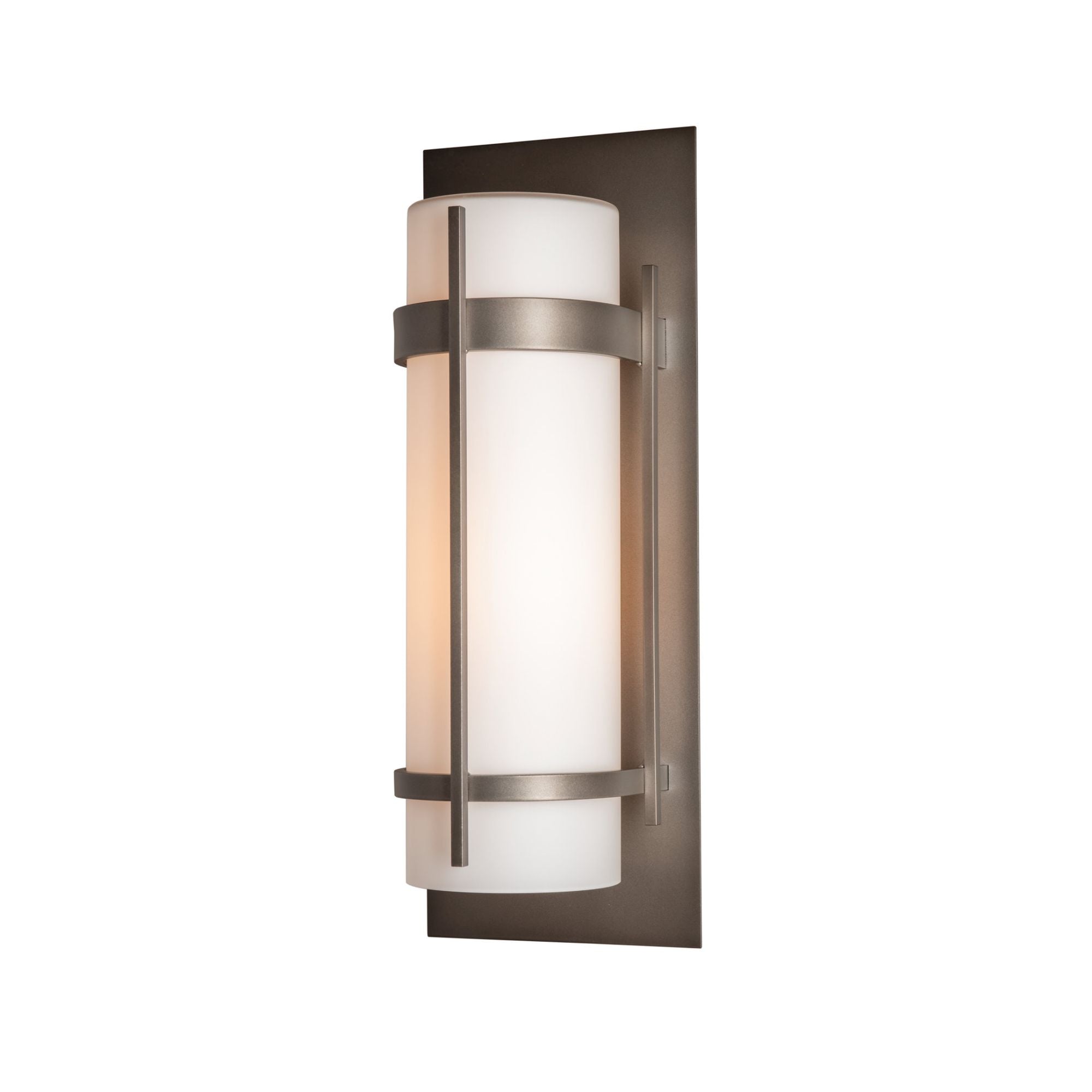 Banded Large Outdoor Sconce 1-Light Opal Glass (GG) in Coastal Dark Smoke