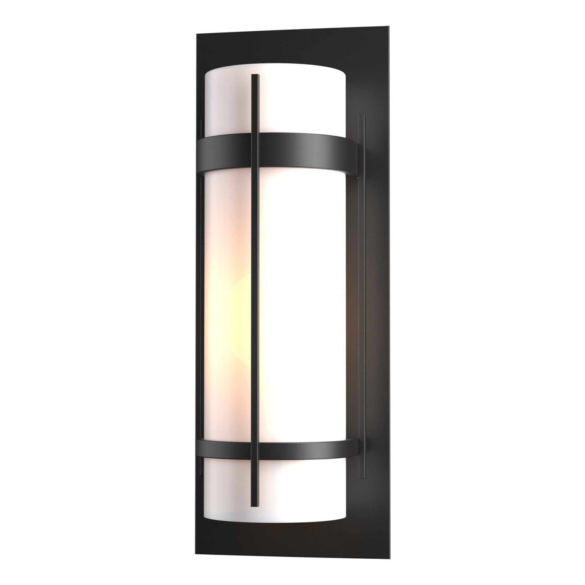 Banded Large Outdoor Sconce 1-Light Opal Glass (GG) in Coastal Black