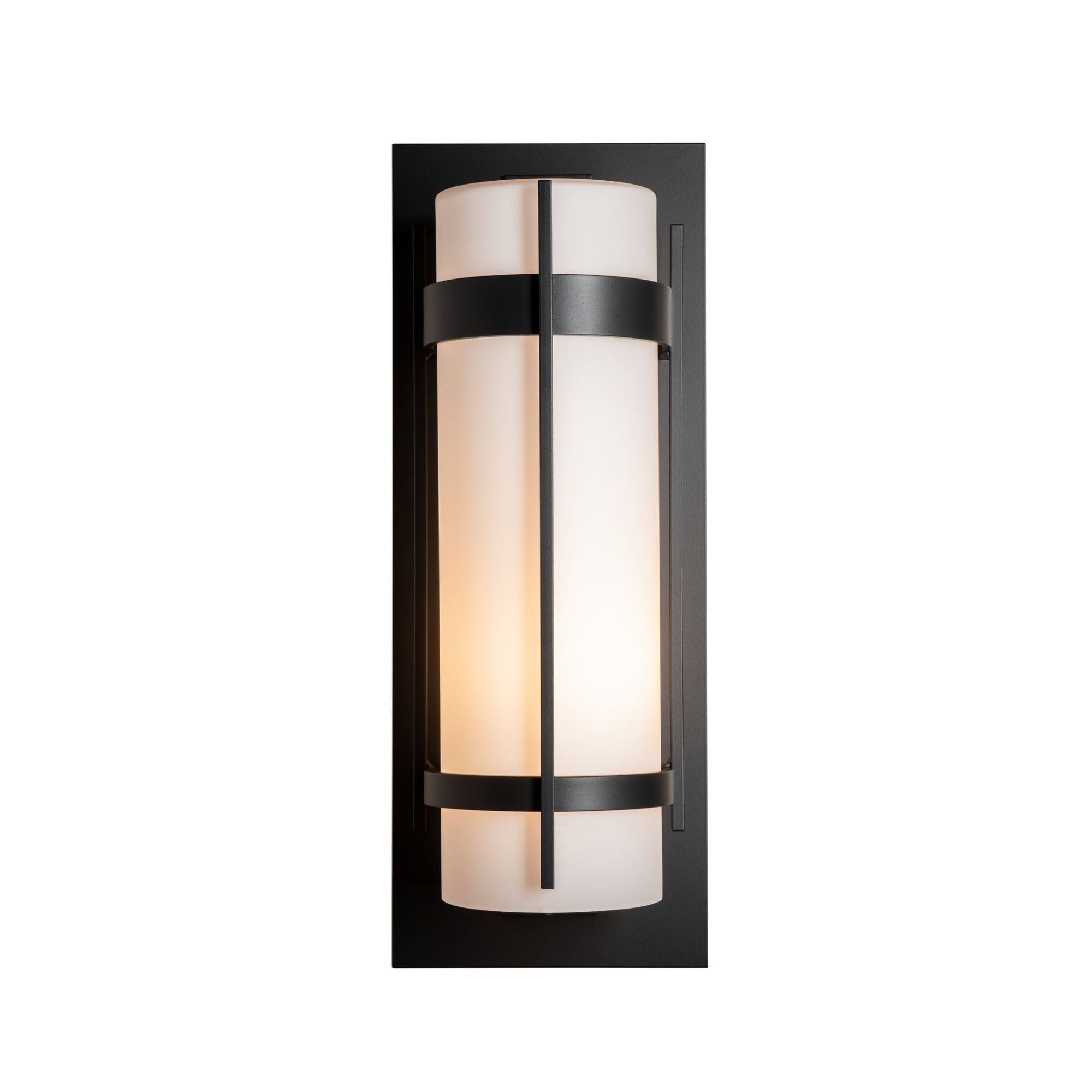 Banded Extra Large Outdoor Sconce 1-Light Opal Glass (GG) in Coastal Black