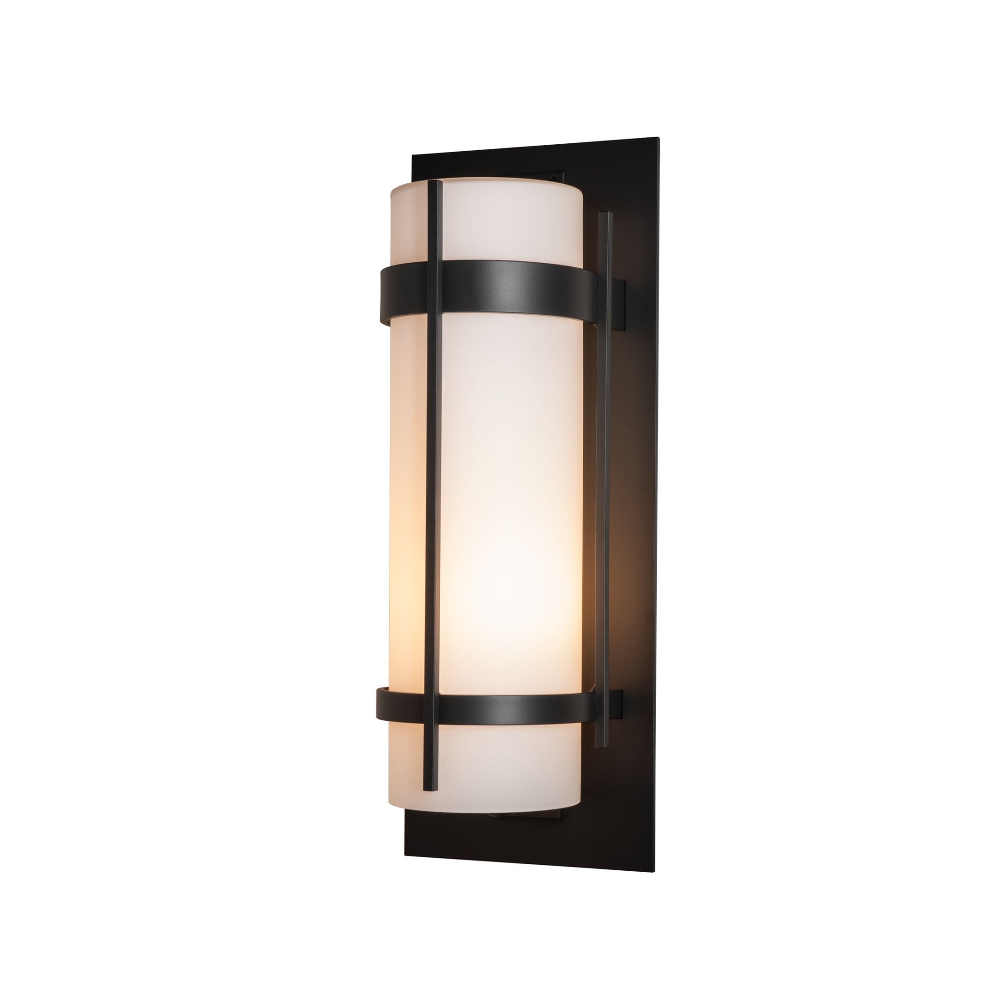 Banded Extra Large Outdoor Sconce 1-Light Opal Glass (GG) in Coastal Black