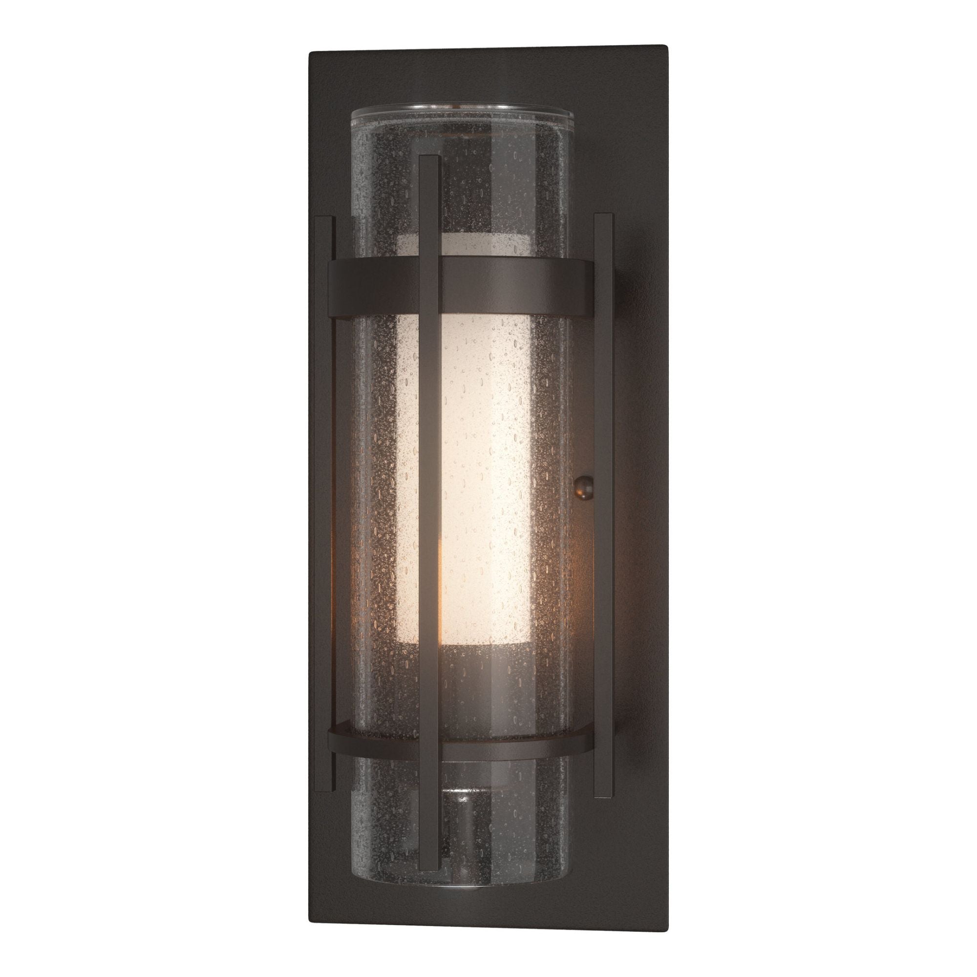 Torch Small Outdoor Sconce 1-Light Seeded Glass with Opal Diffuser (ZS) in Coastal Oil Rubbed Bronze