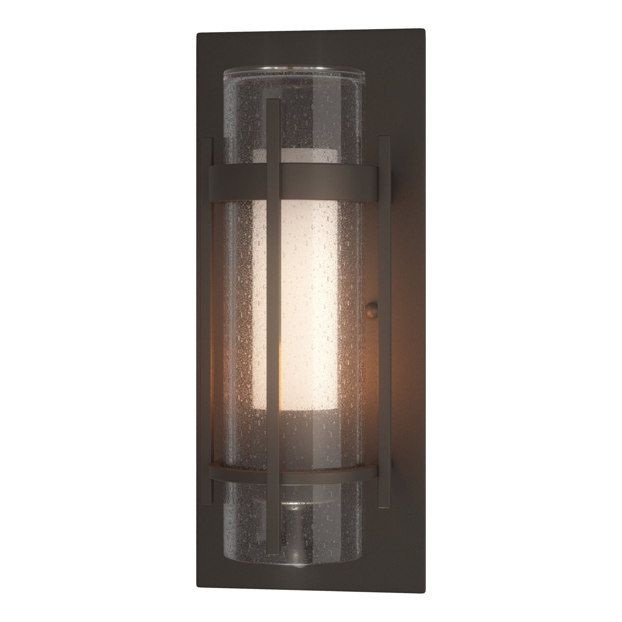 Torch Small Outdoor Sconce 1-Light Seeded Glass with Opal Diffuser (ZS) in Coastal Dark Smoke
