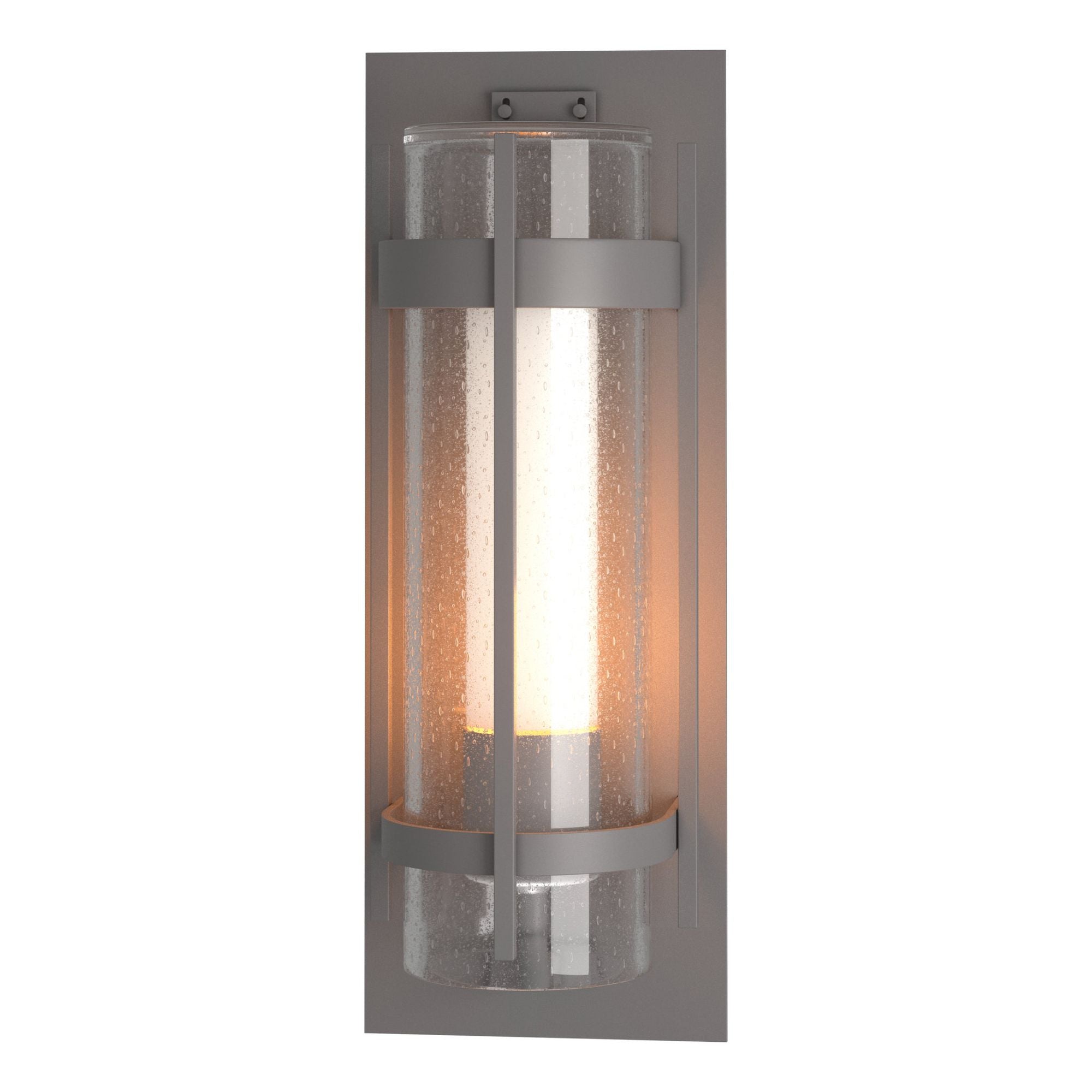 Torch Large Outdoor Sconce 1-Light Seeded Glass with Opal Diffuser (ZS) in Coastal Burnished Steel