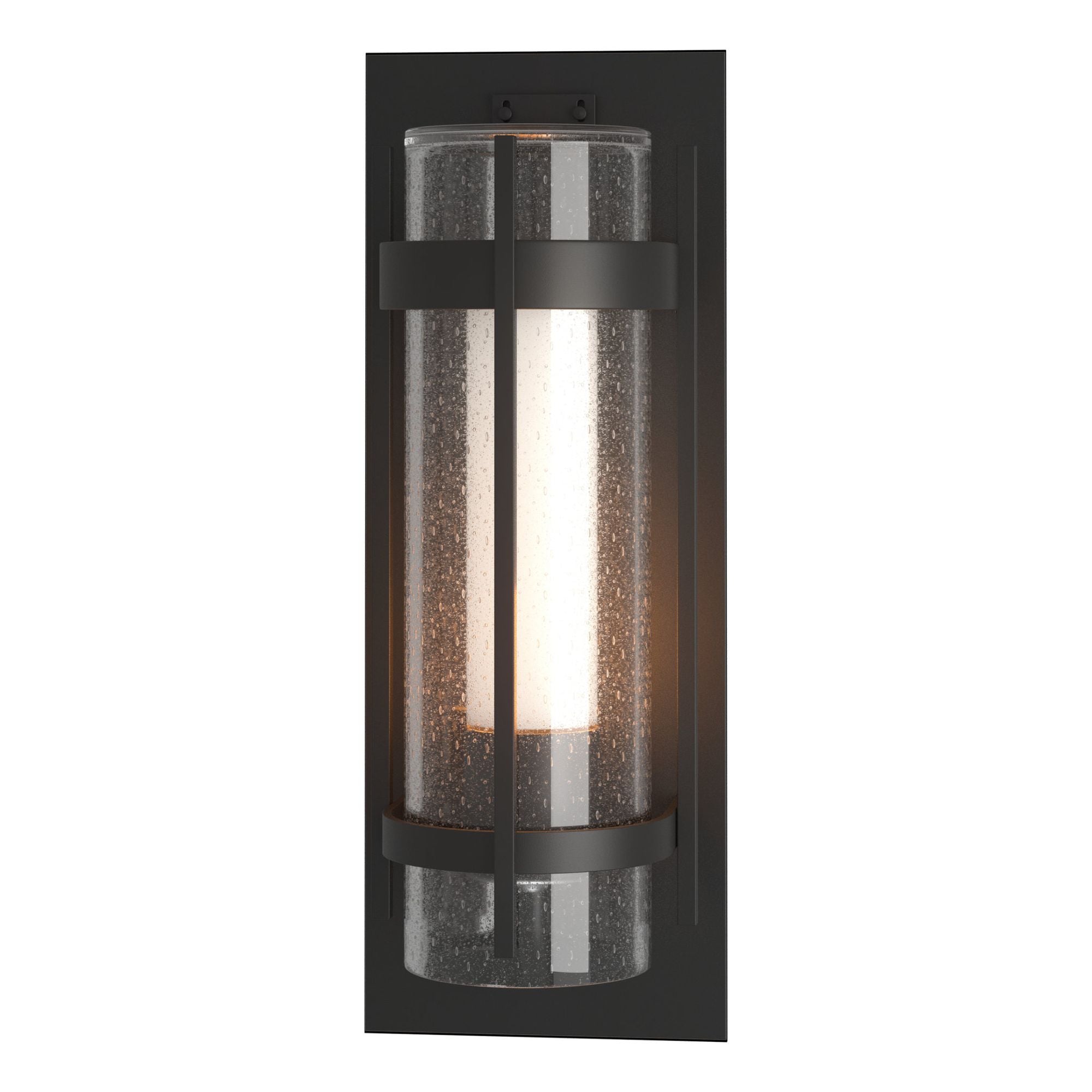 Torch Large Outdoor Sconce 1-Light Seeded Glass with Opal Diffuser (ZS) in Coastal Black