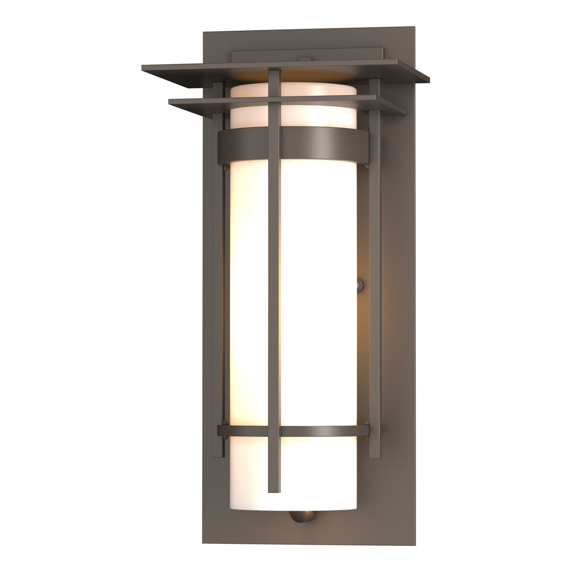 Banded with Top Plate Small Outdoor Sconce 1-Light Opal Glass (GG) in Coastal Dark Smoke