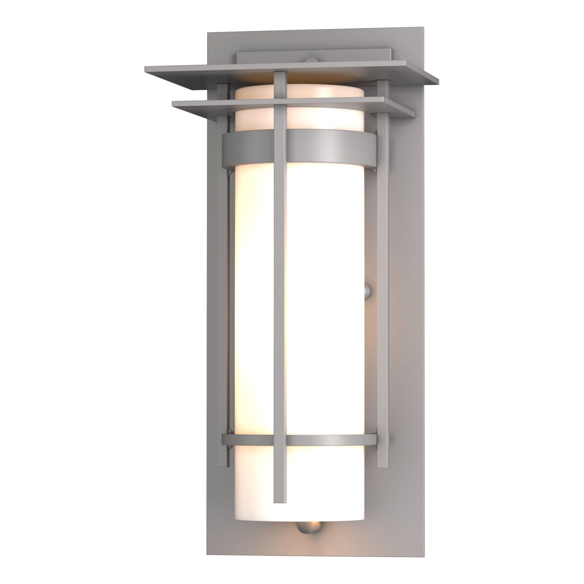 Banded with Top Plate Small Outdoor Sconce 1-Light Opal Glass (GG) in Coastal Burnished Steel
