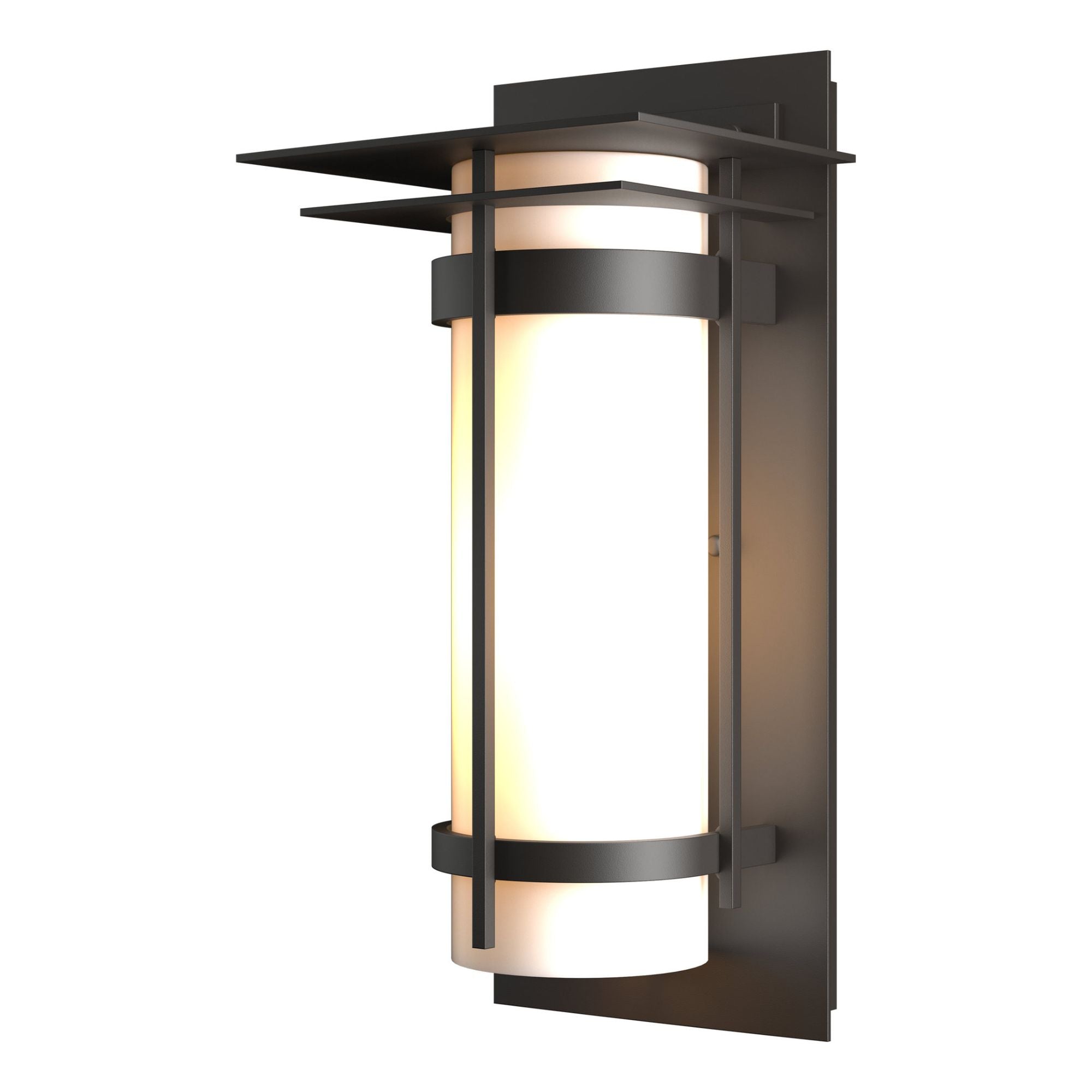 Banded with Top Plate Outdoor Sconce 1-Light Opal Glass (GG) in Coastal Oil Rubbed Bronze