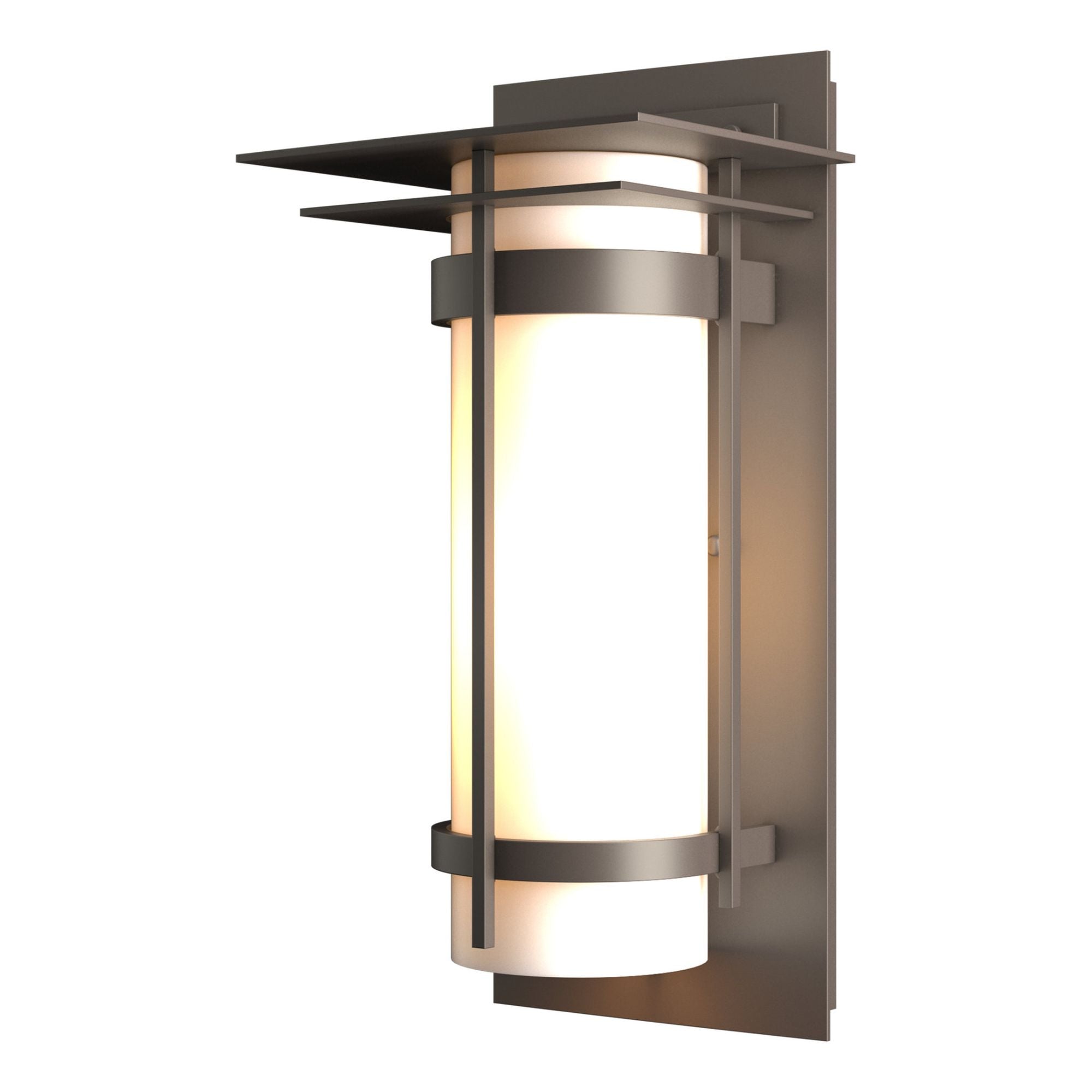 Banded with Top Plate Outdoor Sconce 1-Light Opal Glass (GG) in Coastal Dark Smoke
