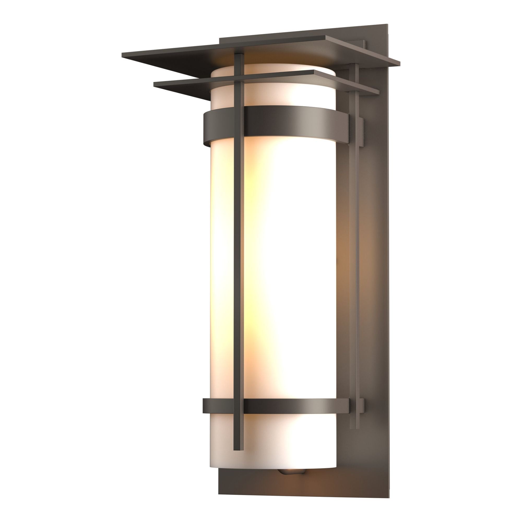 Banded with Top Plate Large Outdoor Sconce 1-Light Opal Glass (GG) in Coastal Dark Smoke
