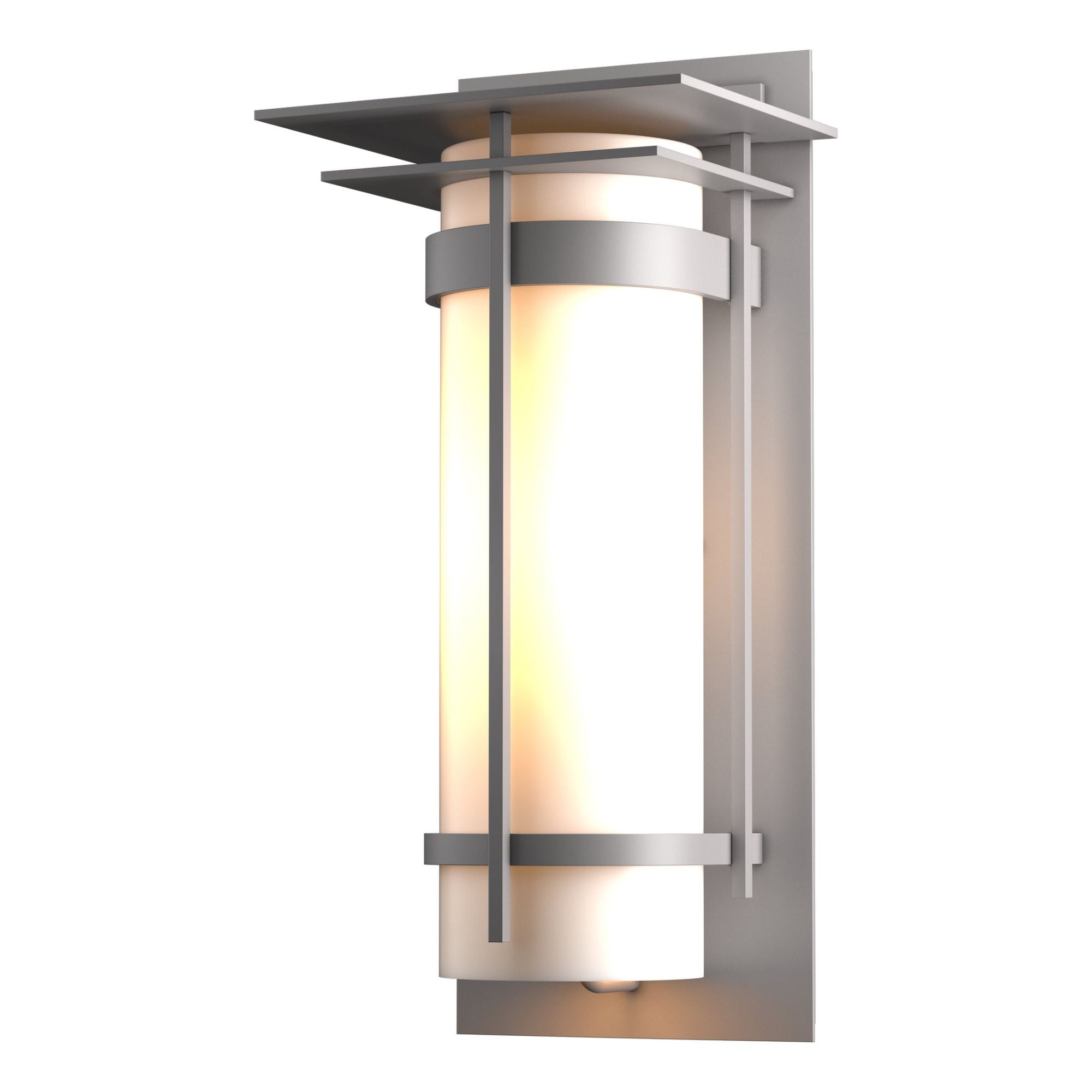 Banded with Top Plate Large Outdoor Sconce 1-Light Opal Glass (GG) in Coastal Burnished Steel