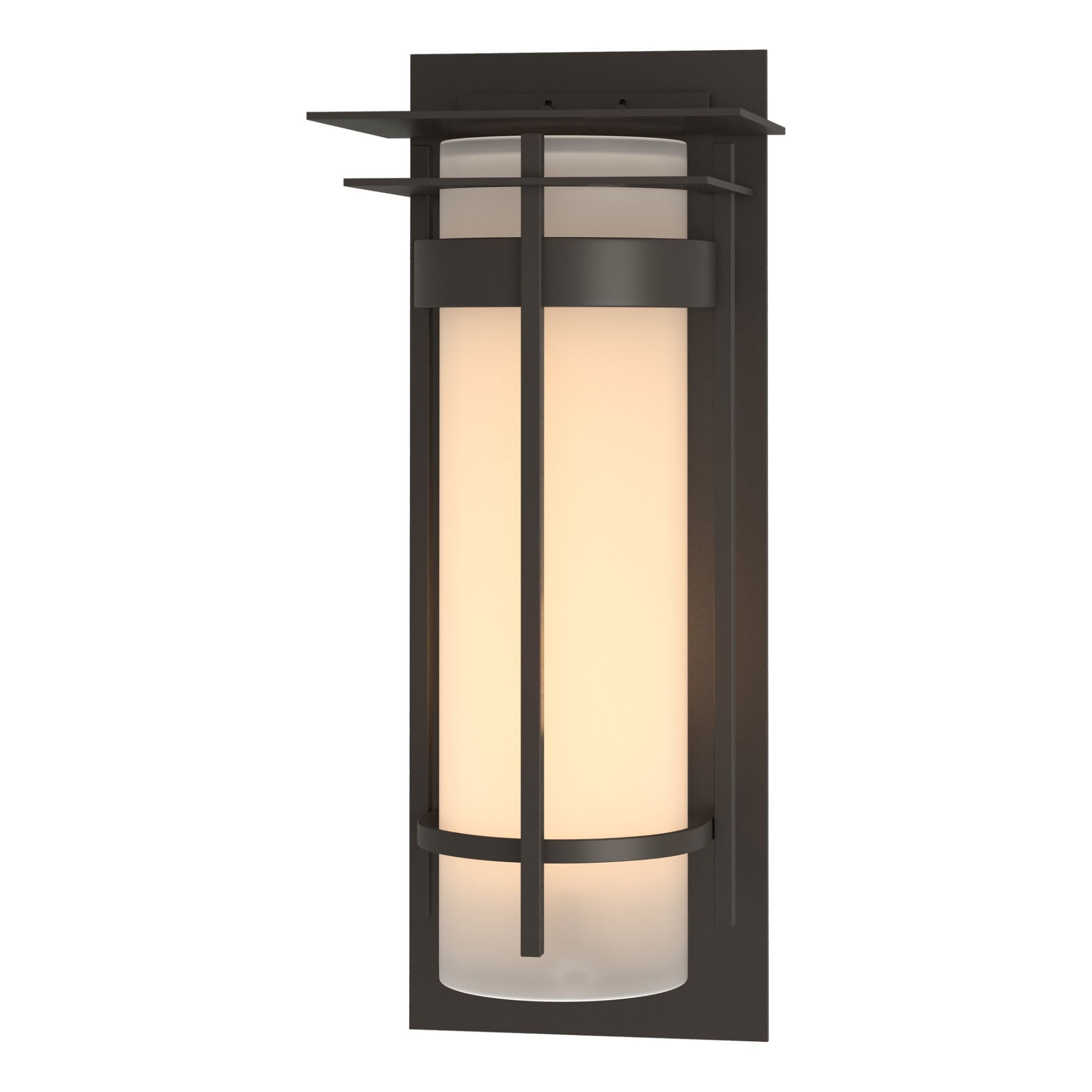 Banded with Top Plate Extra Large Outdoor Sconce 1-Light Opal Glass (GG) in Coastal Dark Smoke