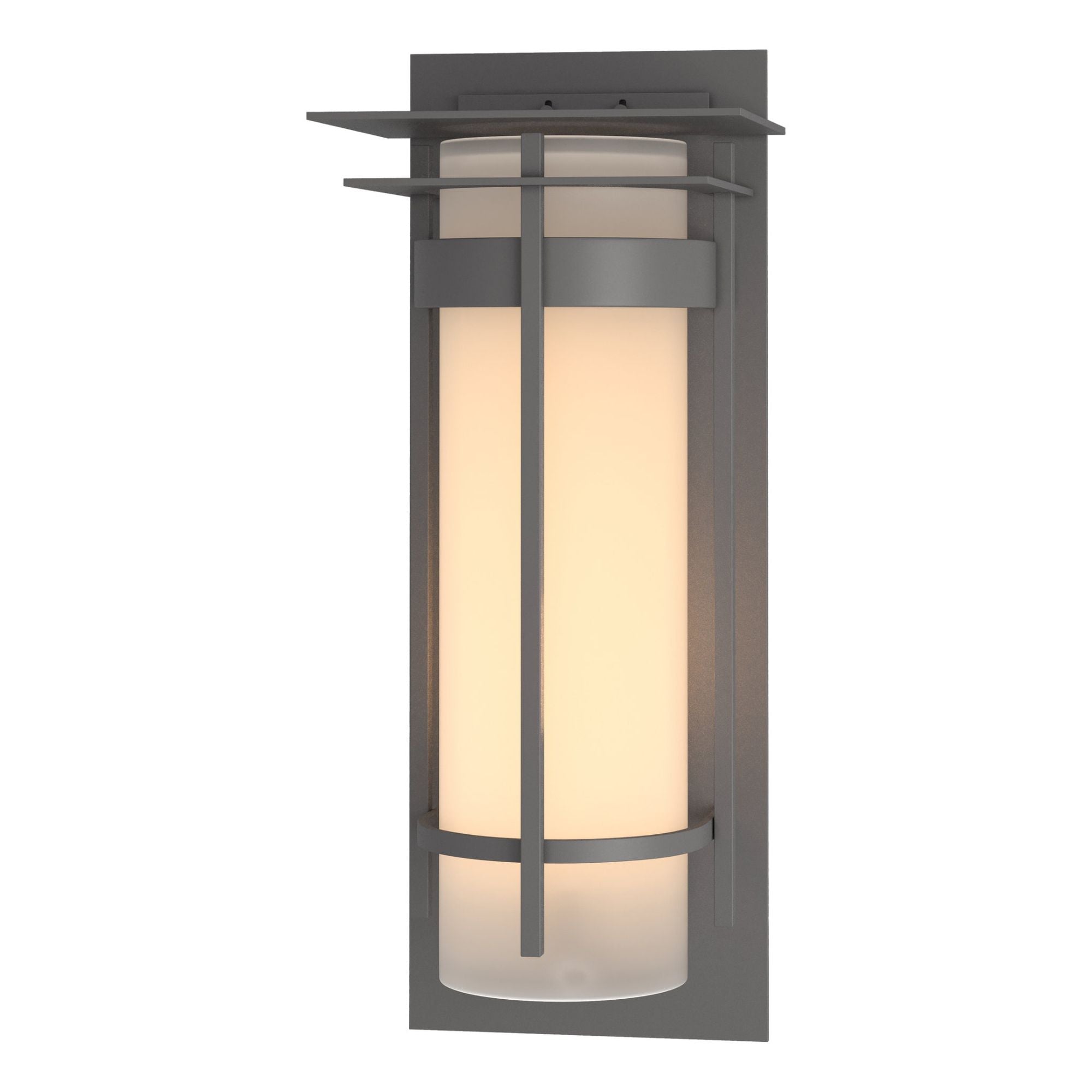 Banded with Top Plate Extra Large Outdoor Sconce 1-Light Opal Glass (GG) in Coastal Burnished Steel