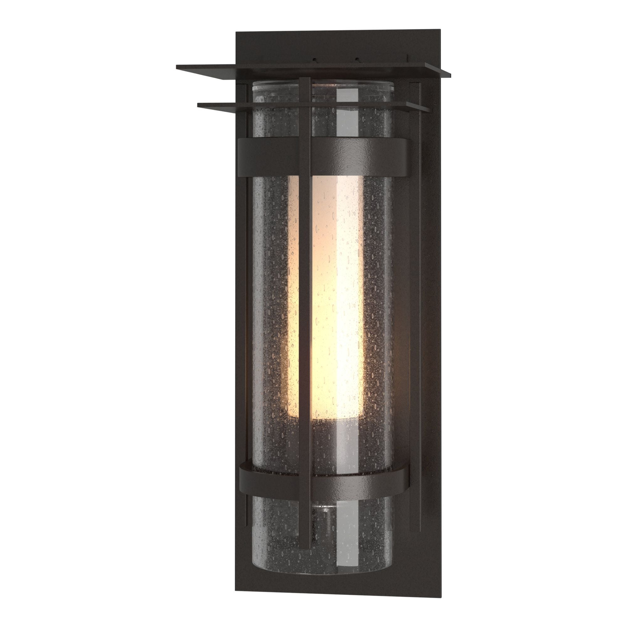 Torch with Top Plate Outdoor Sconce 1-Light Seeded Glass with Opal Diffuser (ZS) in Coastal Oil Rubbed Bronze