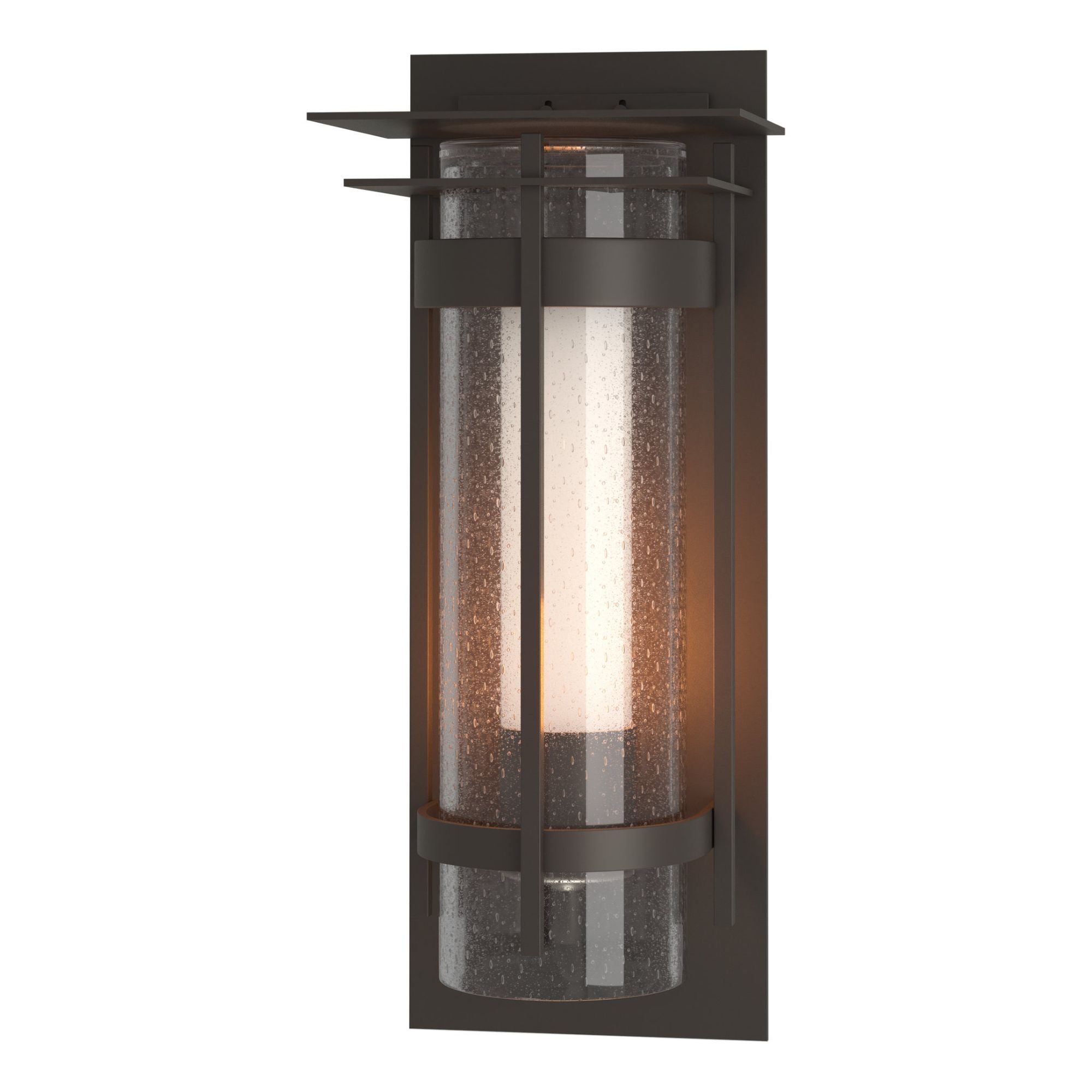 Torch XL Outdoor Sconce with Top Plate 1-Light Seeded Glass with Opal Diffuser (ZS) in Coastal Dark Smoke