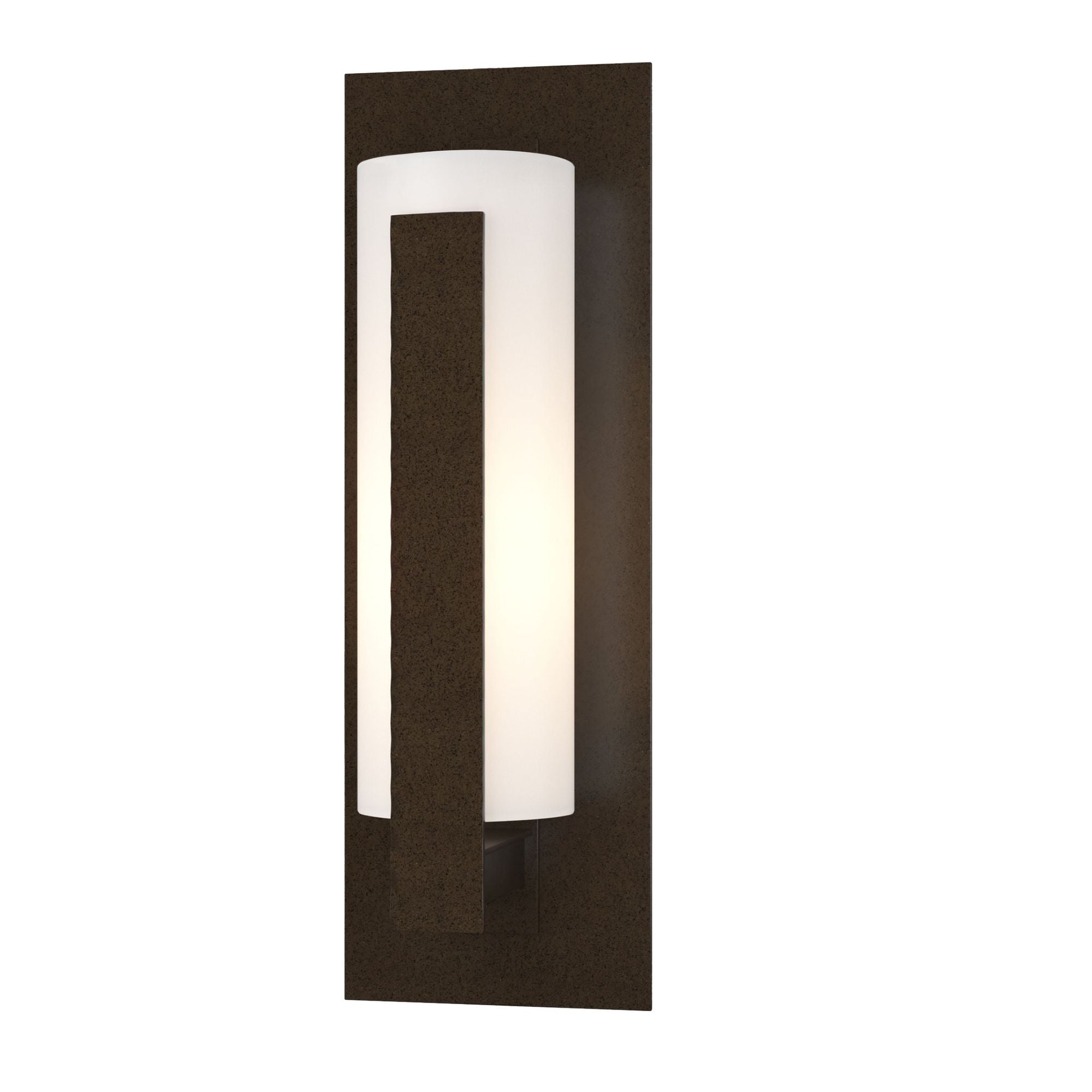 Forged Vertical Bars Small Outdoor Sconce 1-Light Opal Glass (GG) in Coastal Oil Rubbed Bronze