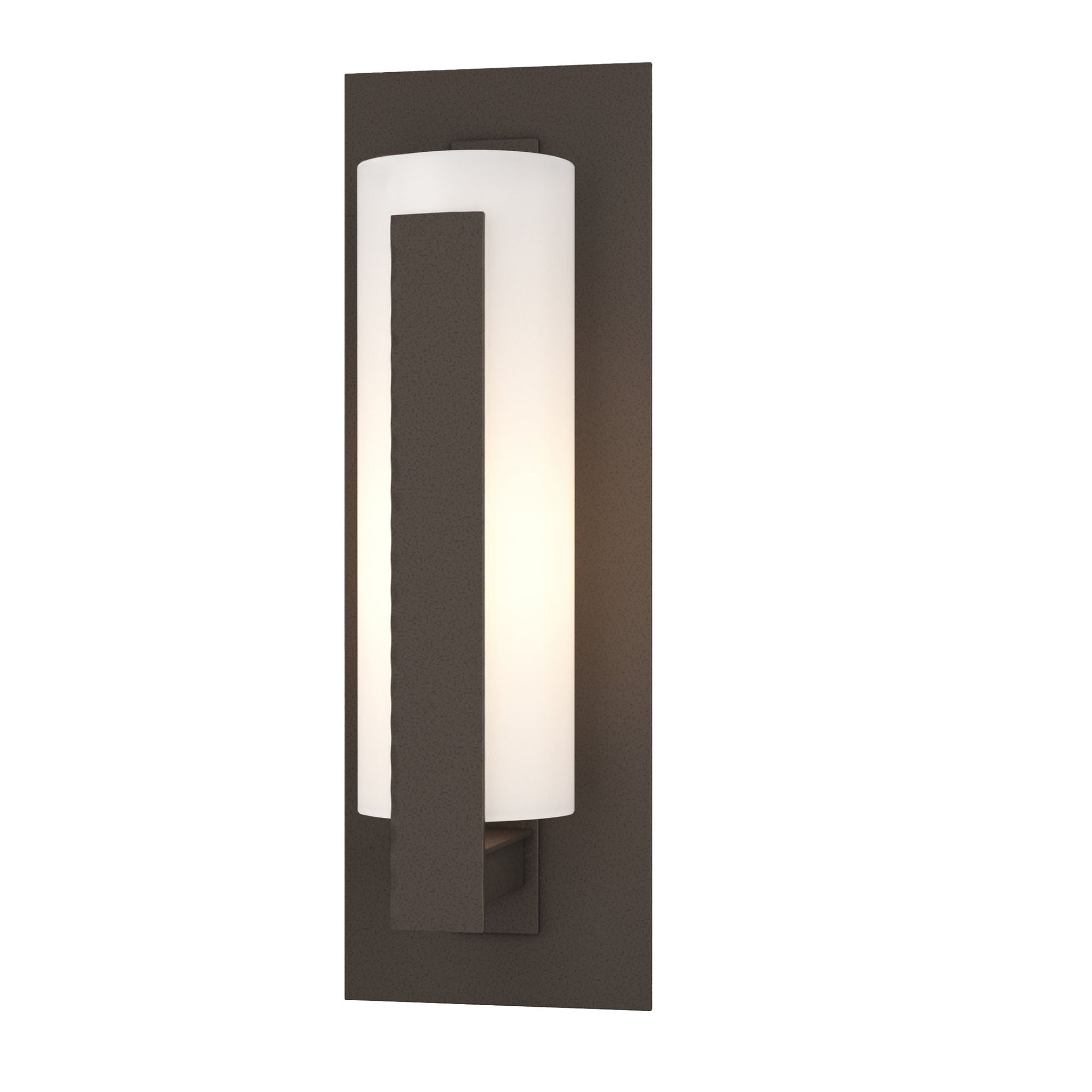 Forged Vertical Bars Small Outdoor Sconce 1-Light Opal Glass (GG) in Coastal Dark Smoke