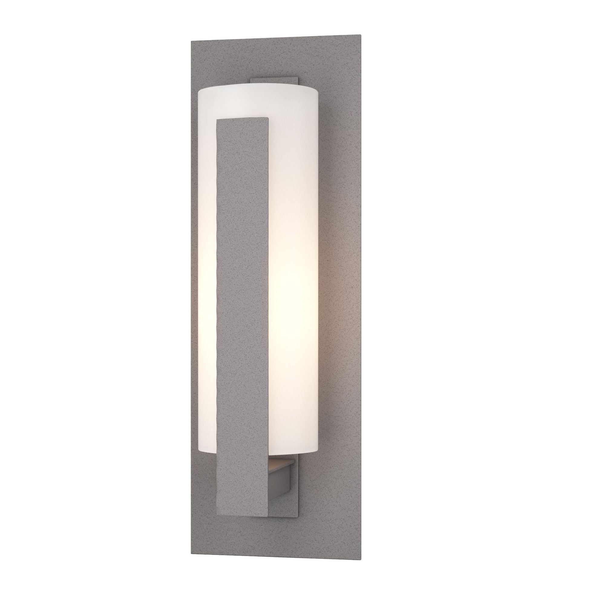 Forged Vertical Bars Small Outdoor Sconce 1-Light Opal Glass (GG) in Coastal Burnished Steel
